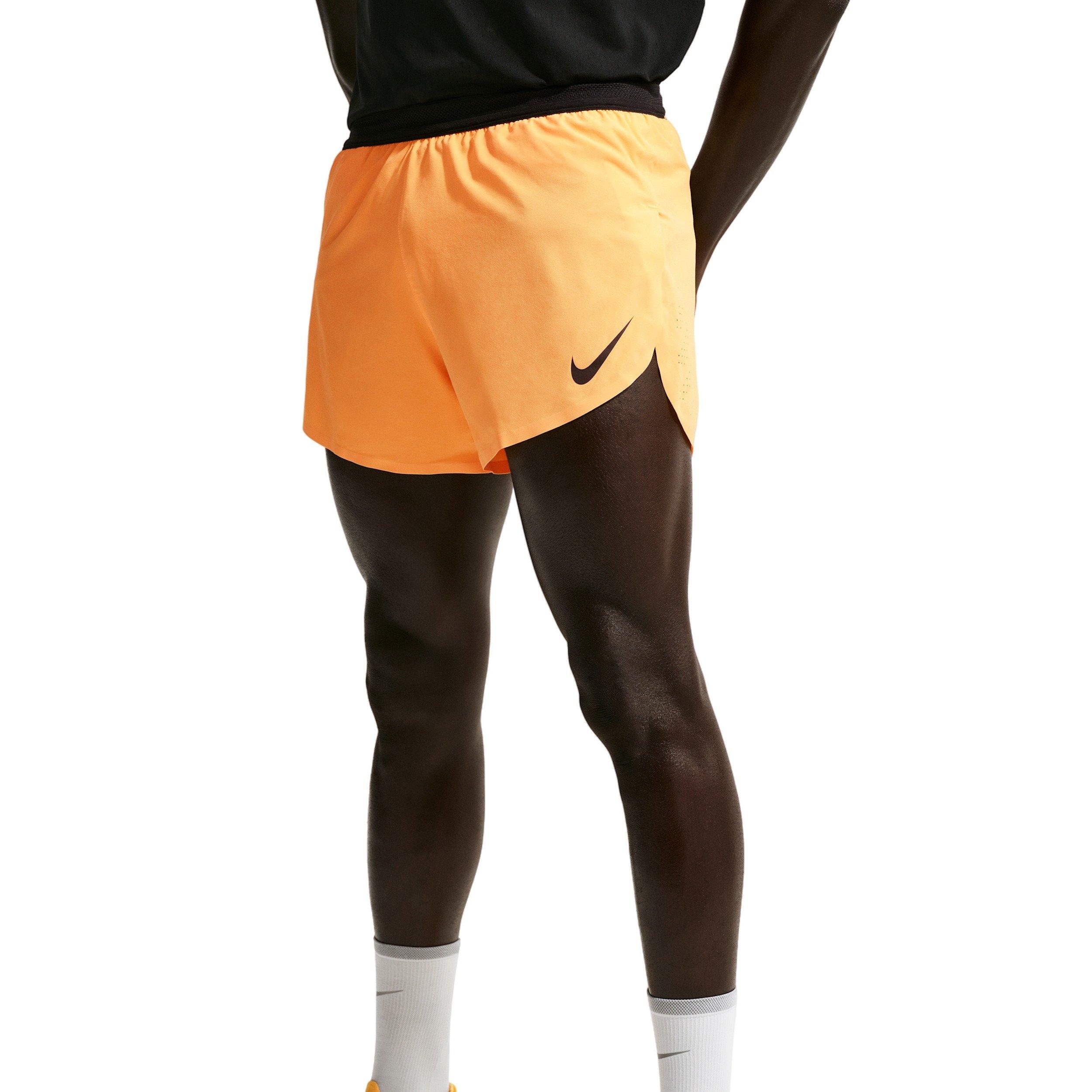 Nike Men's AeroSwift Dri-FIT ADV 4" Brief-Lined Running Shorts - Blue - ORANGE/BLACK Thumbnail View 1