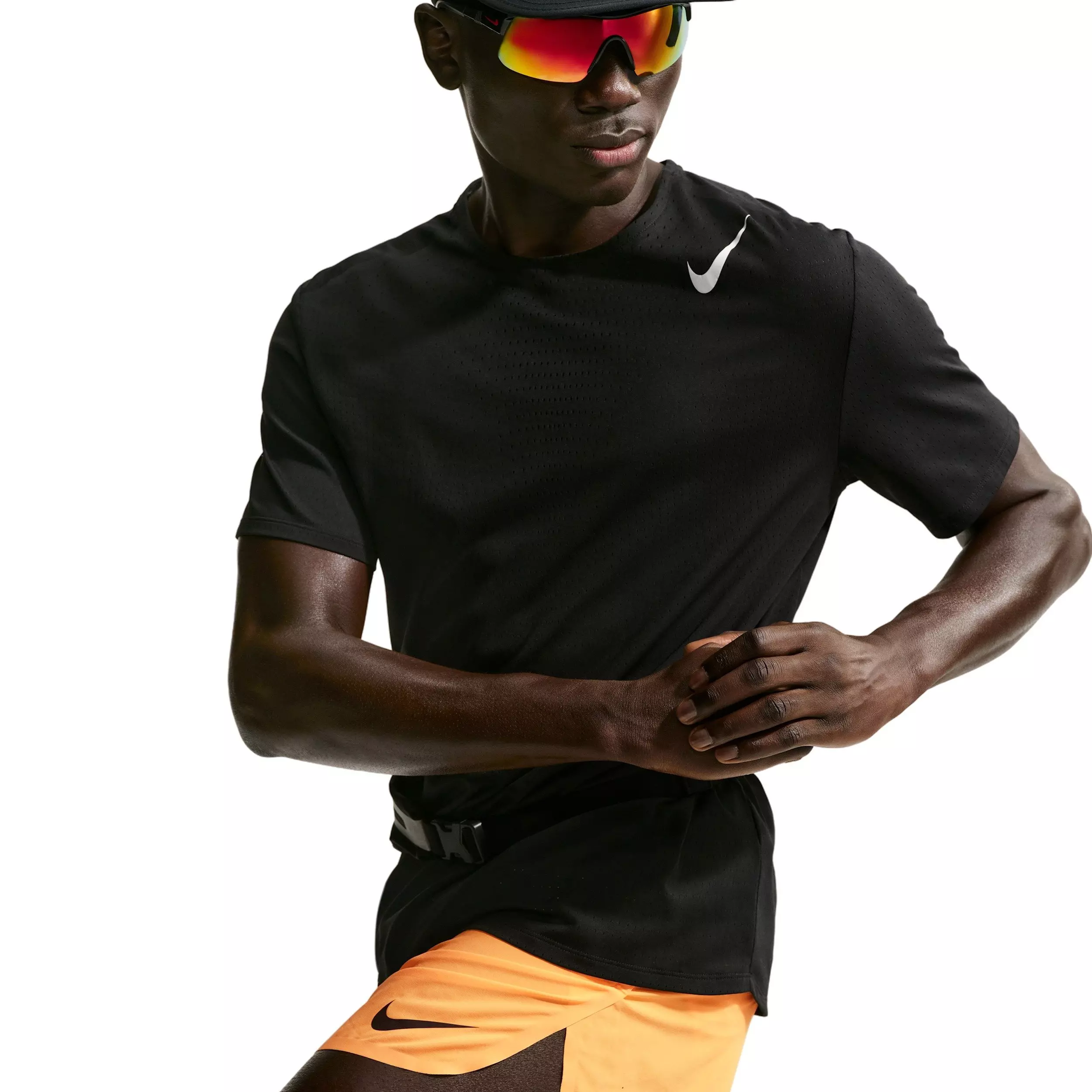 Nike Men's AeroSwift Dri-FIT ADV 4" Brief-Lined Running Shorts - Blue - ORANGE/BLACK