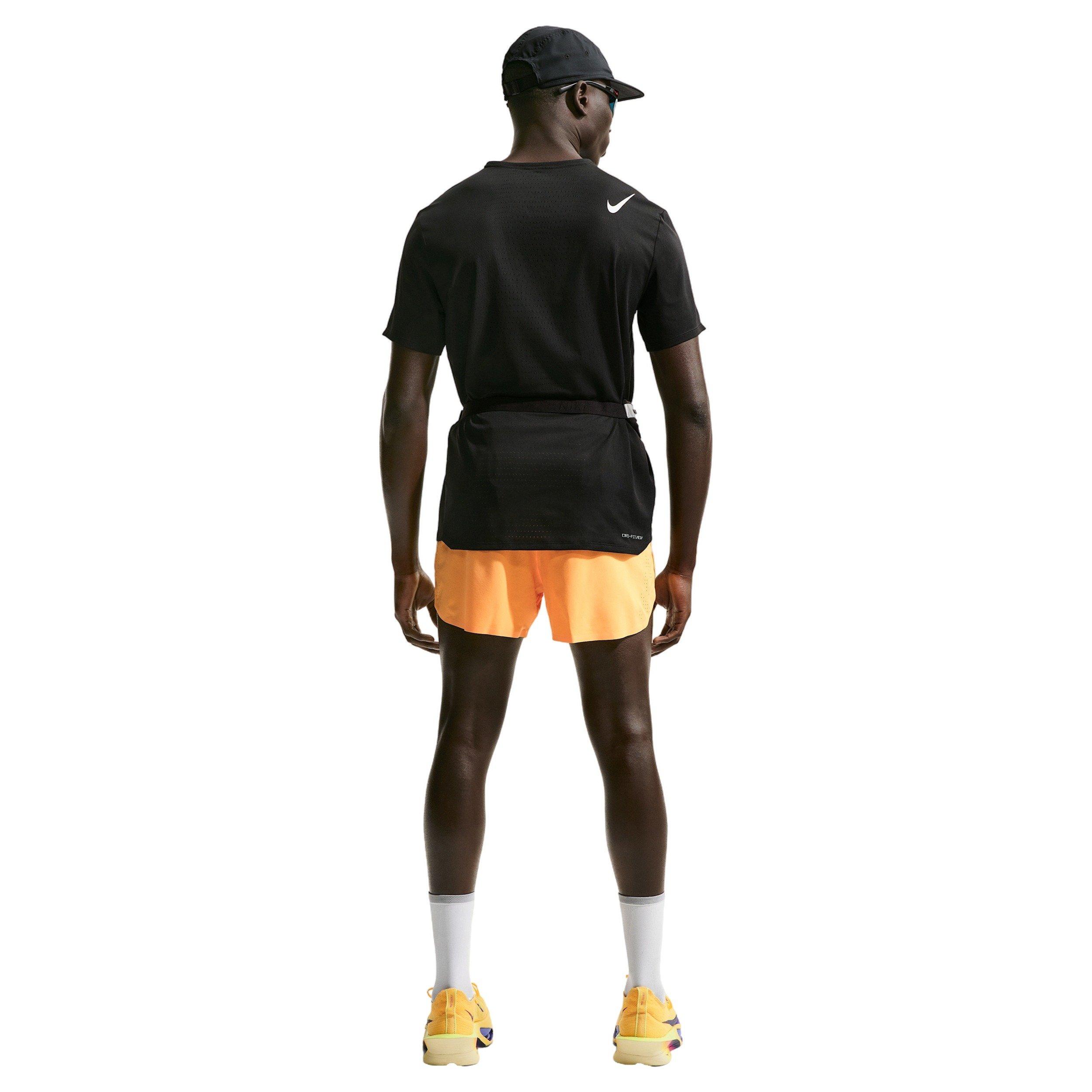Nike Men's AeroSwift Dri-FIT ADV 4" Brief-Lined Running Shorts - ORANGE/BLACK Thumbnail View 5