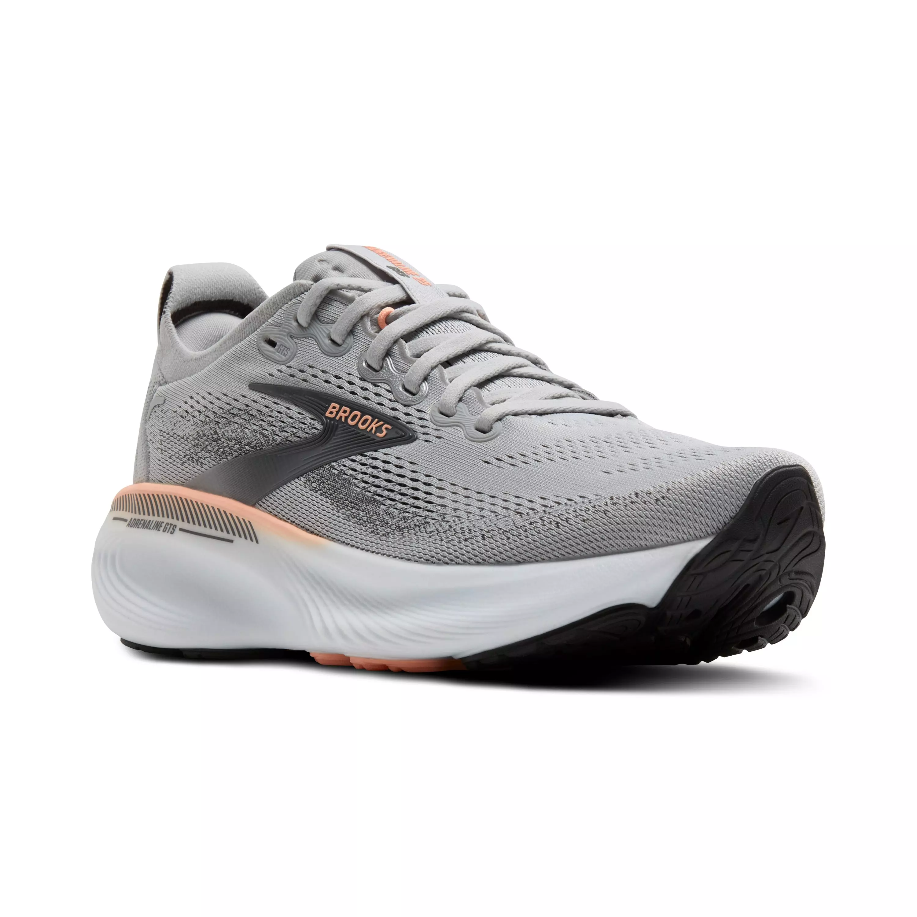 Brooks Adrenaline GTS 25 "Grey/Blackened Pearl/Coral" Women's Extra Wide Running Shoe - GREY/PEARL/CORAL