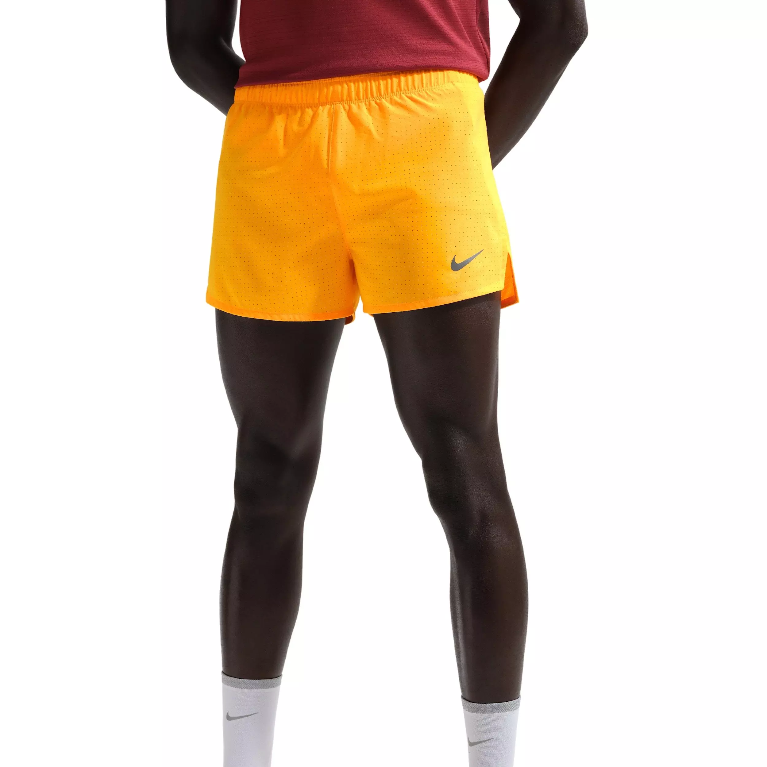 Nike Men's Fast Dri-FIT 3" Brief-Lined Running Shorts - Orange/Black - ORANGE/BLACK