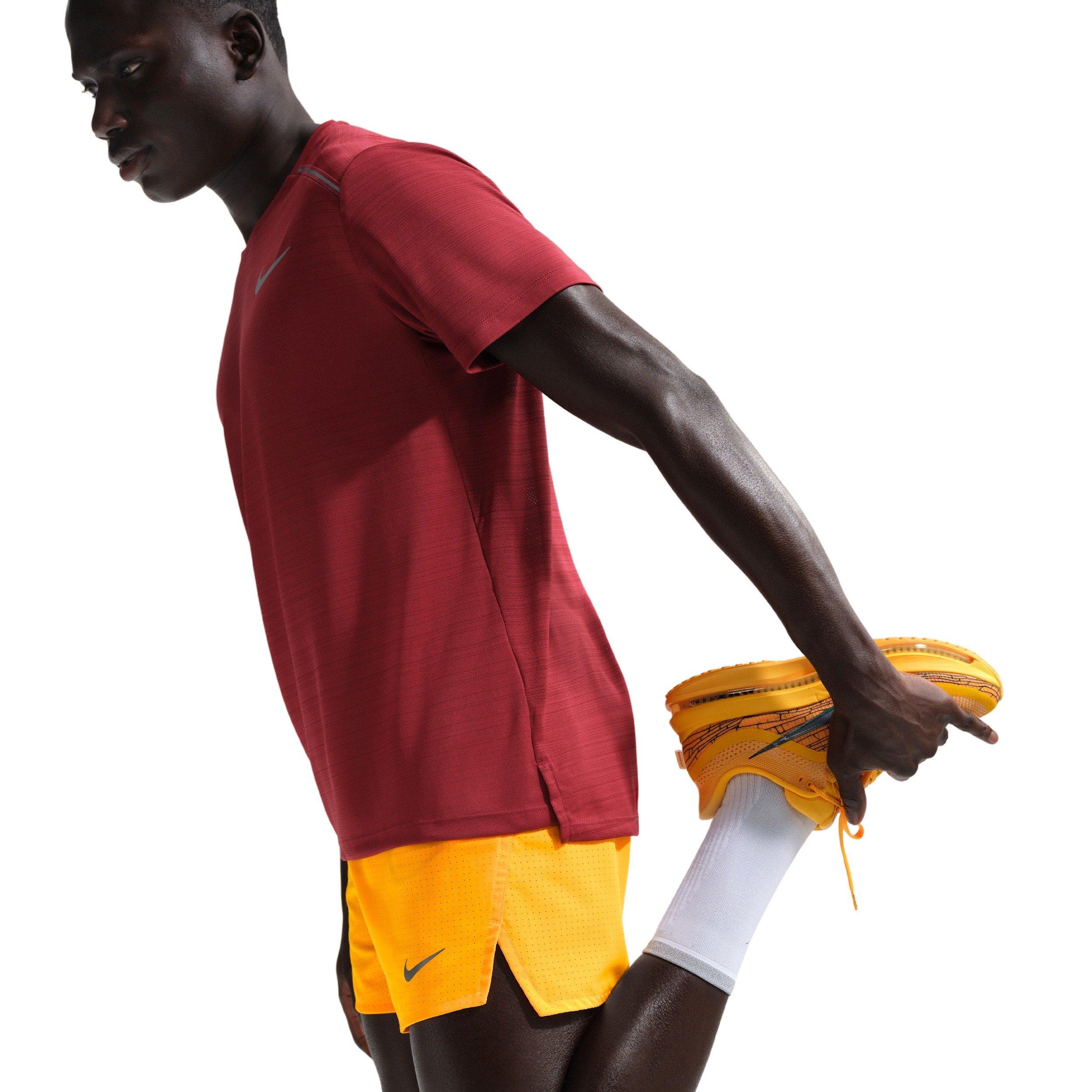 Nike Men's Fast Dri-FIT 3" Brief-Lined Running Shorts - Orange/Black - ORANGE/BLACK Thumbnail View 3