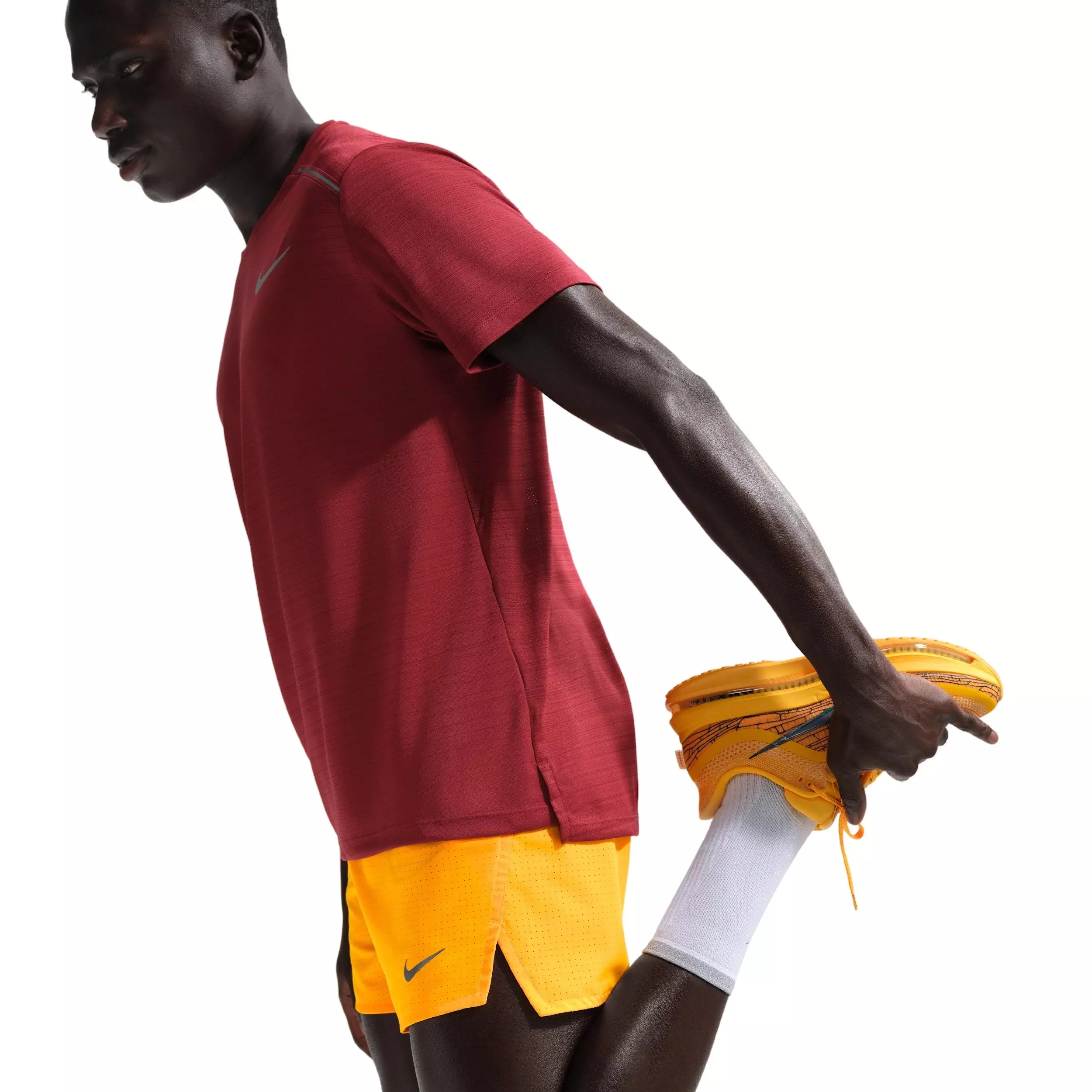 Nike Men's Fast Dri-FIT 3" Brief-Lined Running Shorts -Orange/Black - ORANGE/BLACK