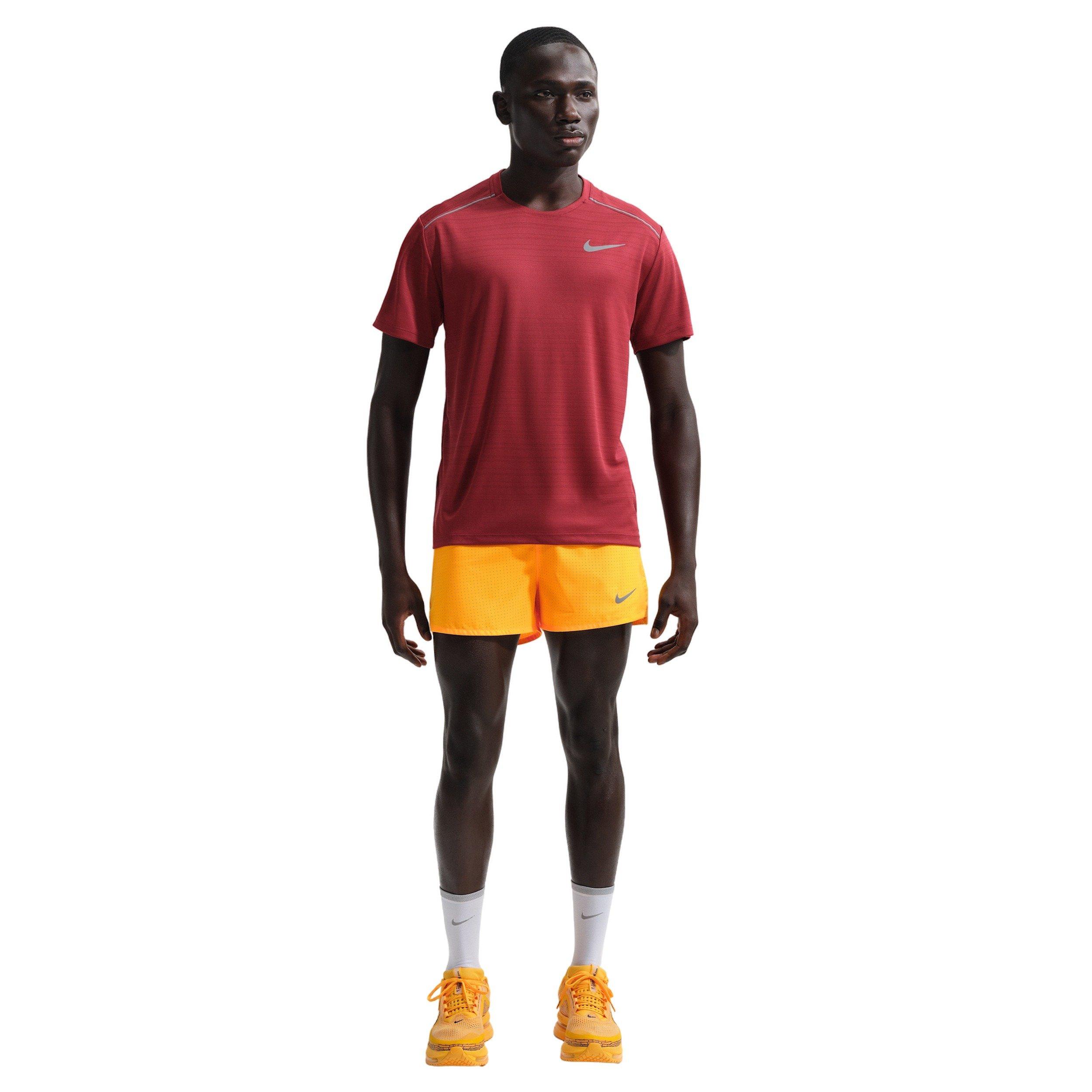 Nike Men's Fast Dri-FIT 3" Brief-Lined Running Shorts -Orange/Black - ORANGE/BLACK Thumbnail View 4