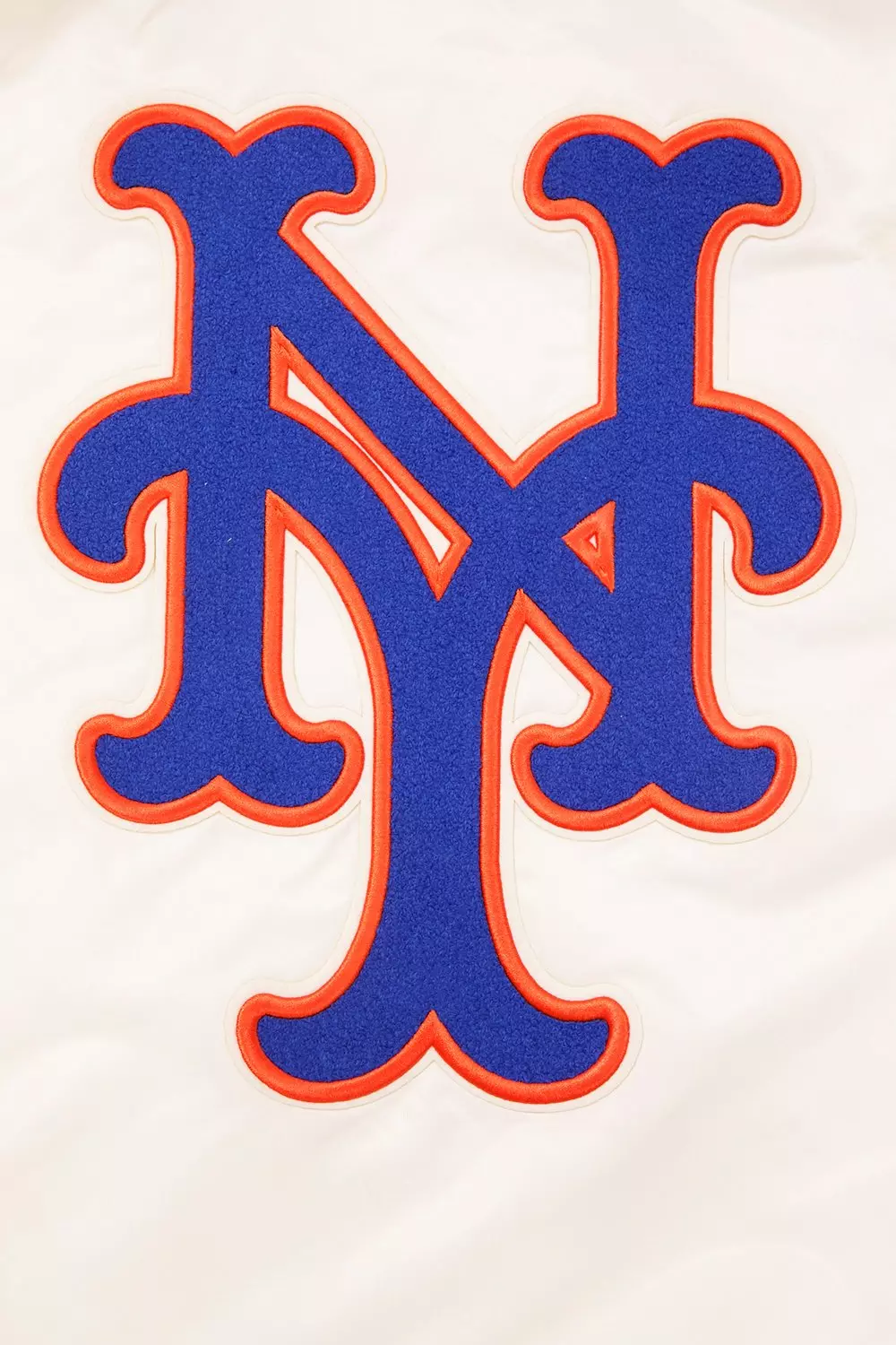 Pro Standard Men's MLB New York Mets Retro Classic Rib Satin Jacket -Eggshell/Blue - EGGSHELL/BLUE