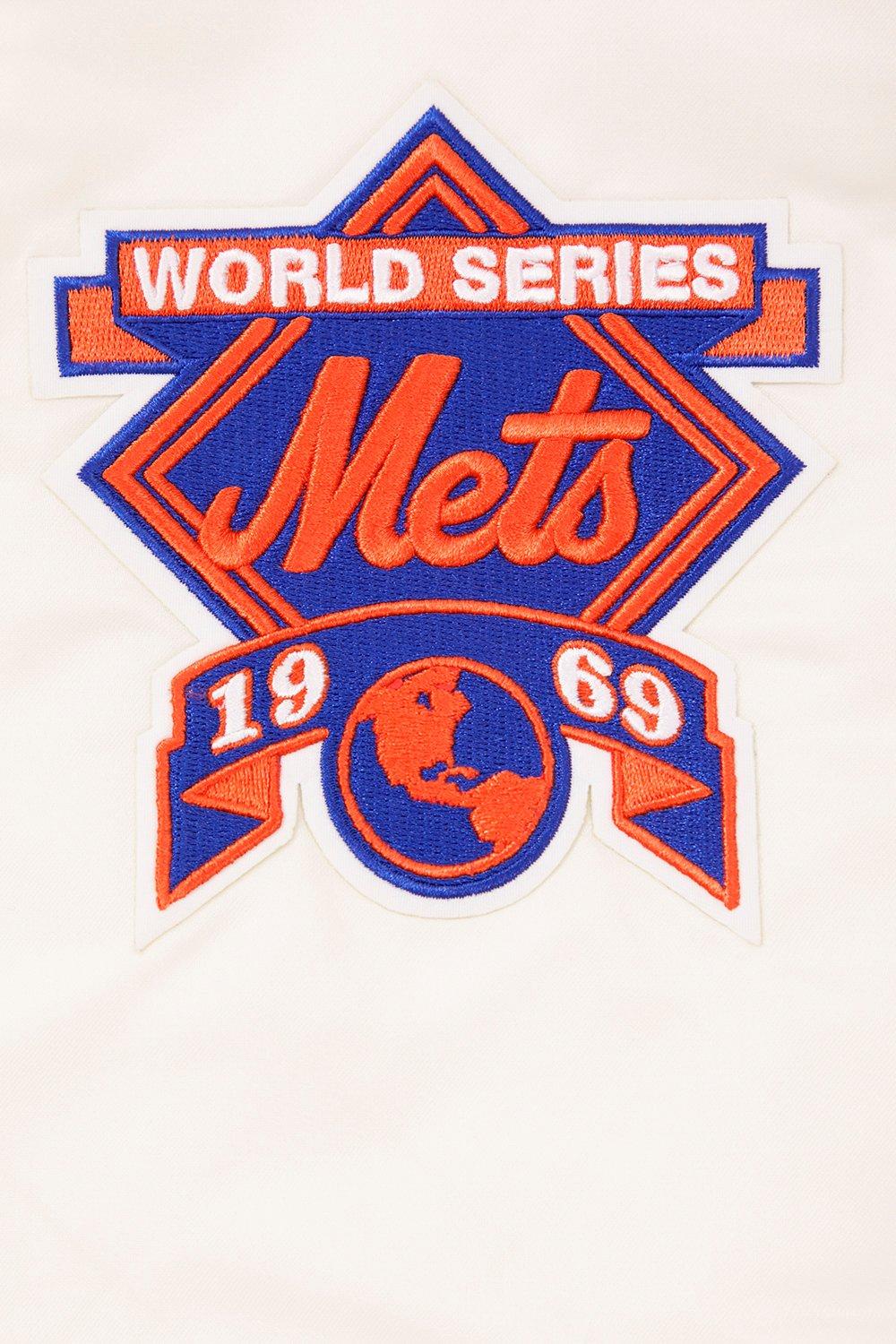 Pro Standard Men's MLB New York Mets Retro Classic Rib Satin Jacket - Eggshell/Blue - EGGSHELL/BLUE Thumbnail View 7