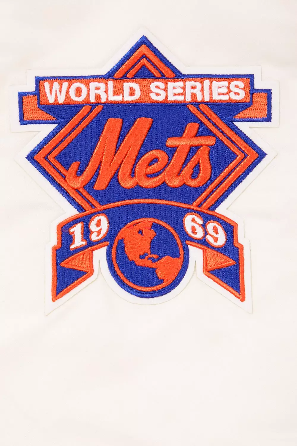 Pro Standard Men's MLB New York Mets Retro Classic Rib Satin Jacket - Eggshell/Blue - EGGSHELL/BLUE