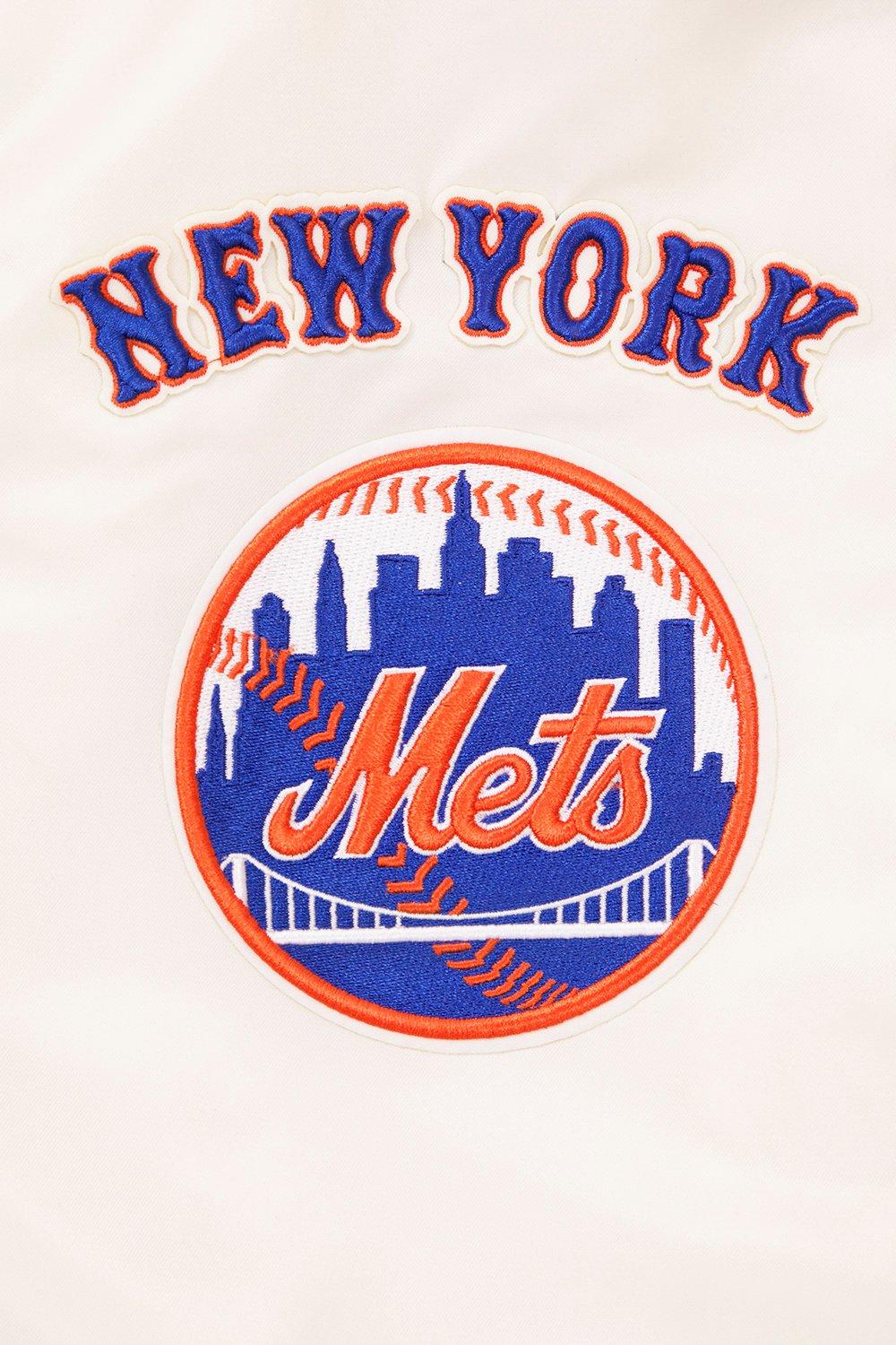 Pro Standard Men's MLB New York Mets Retro Classic Rib Satin Jacket - Eggshell/Blue - EGGSHELL/BLUE Thumbnail View 8