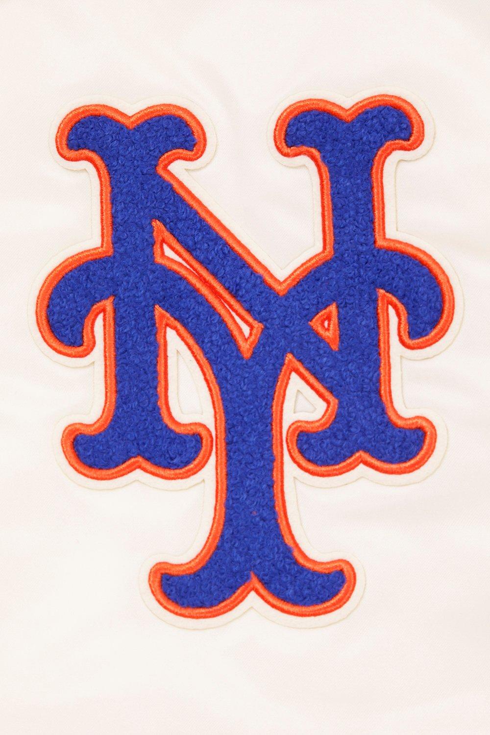 Pro Standard Men's MLB New York Mets Retro Classic Rib Satin Jacket -Eggshell/Blue - EGGSHELL/BLUE Thumbnail View 9