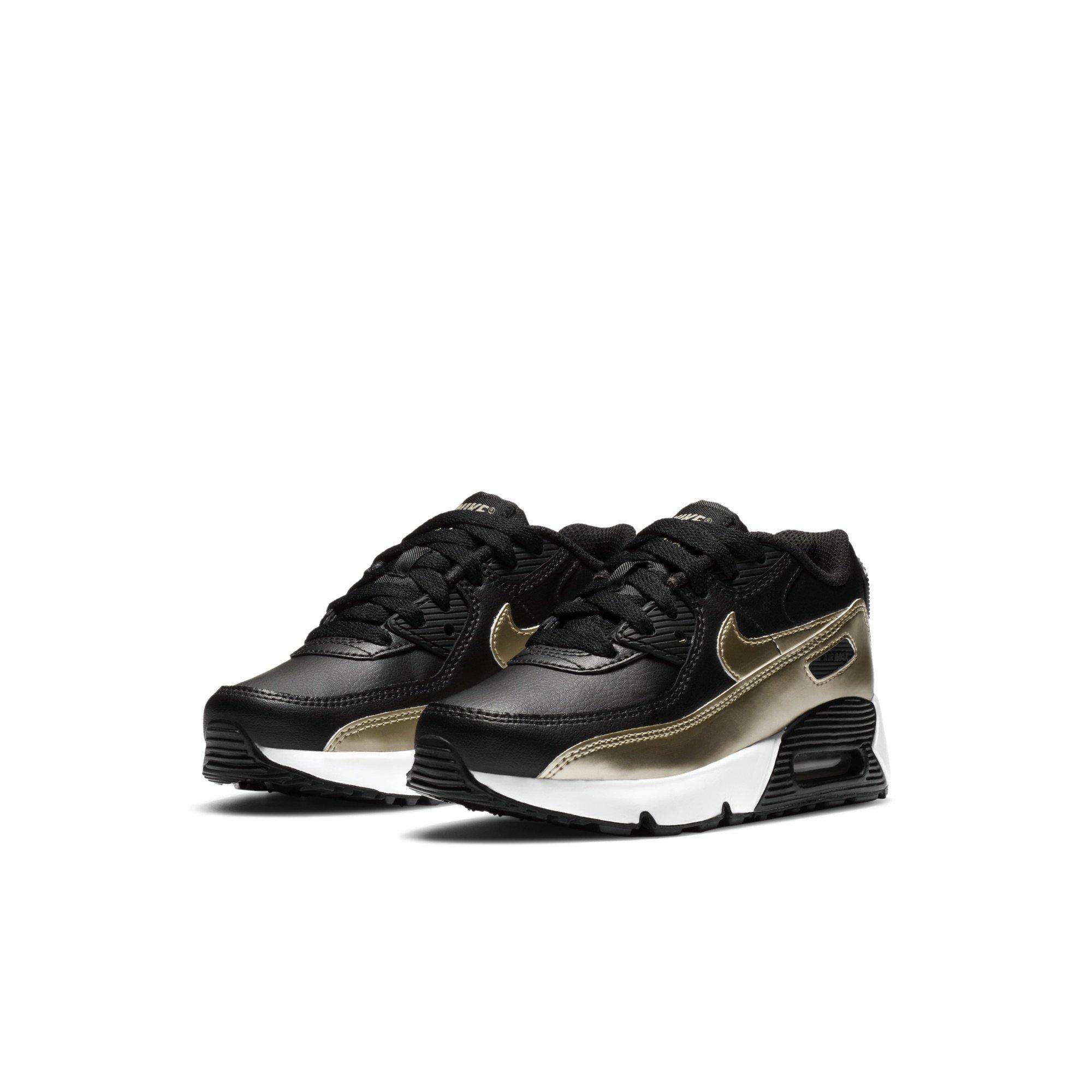 Nike Air Max 90 "Black/Gold" Preschool Boy's Shoe - BLACK/GOLD Thumbnail View 4