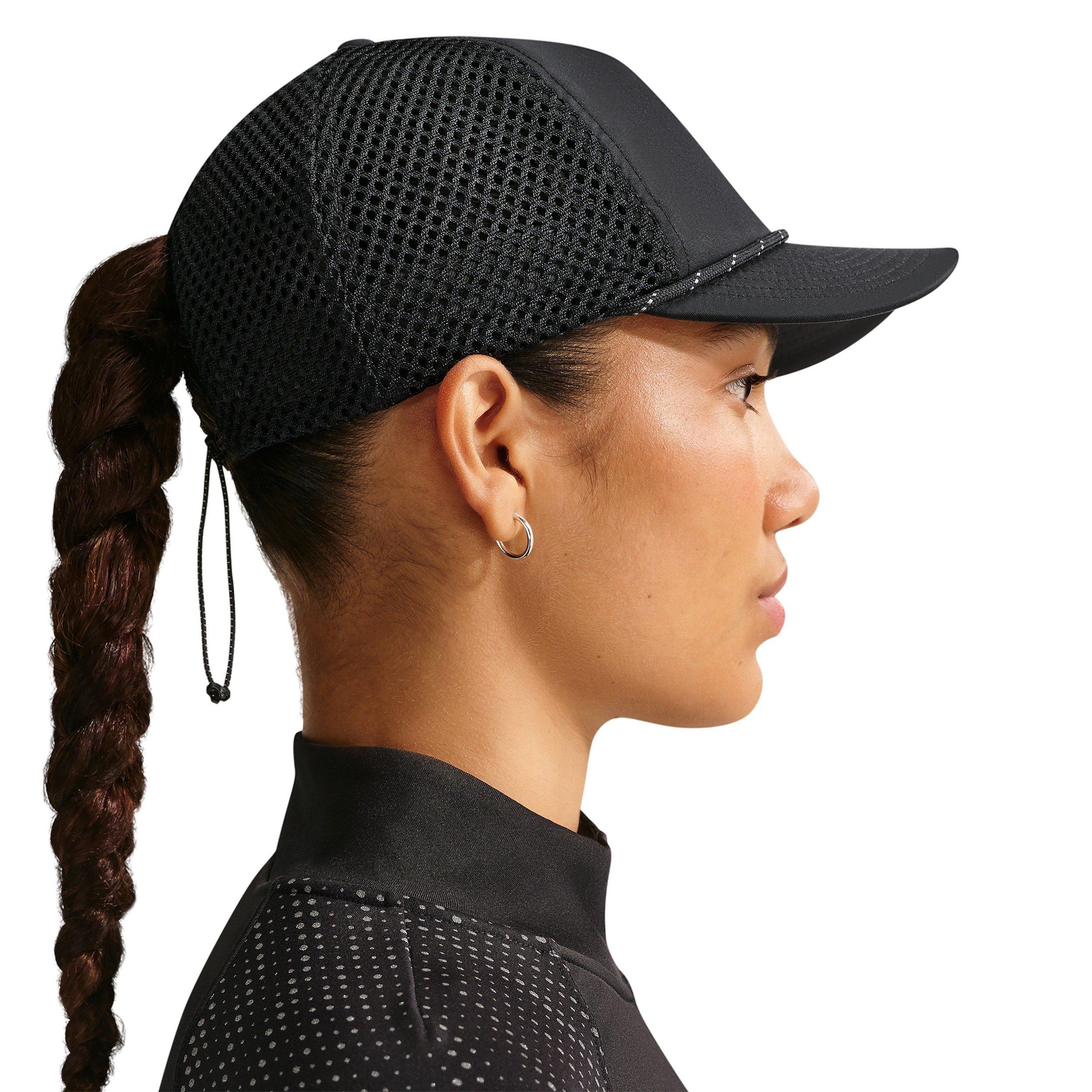 Nike Pro Dri-FIT Unstructured Swoosh Run Hat - BLACK Thumbnail View 4