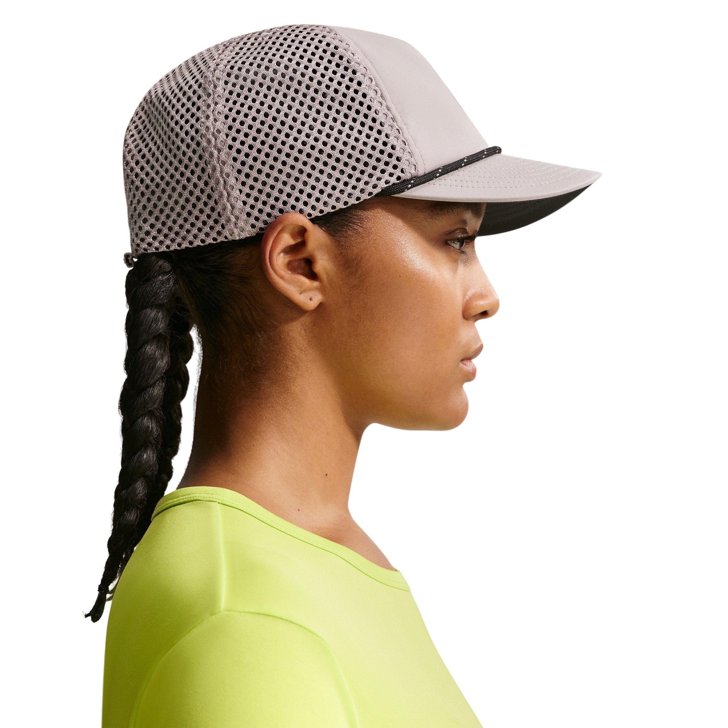 Nike Pro Dri-FIT Unstructured Swoosh Run Hat - GREY Thumbnail View 4