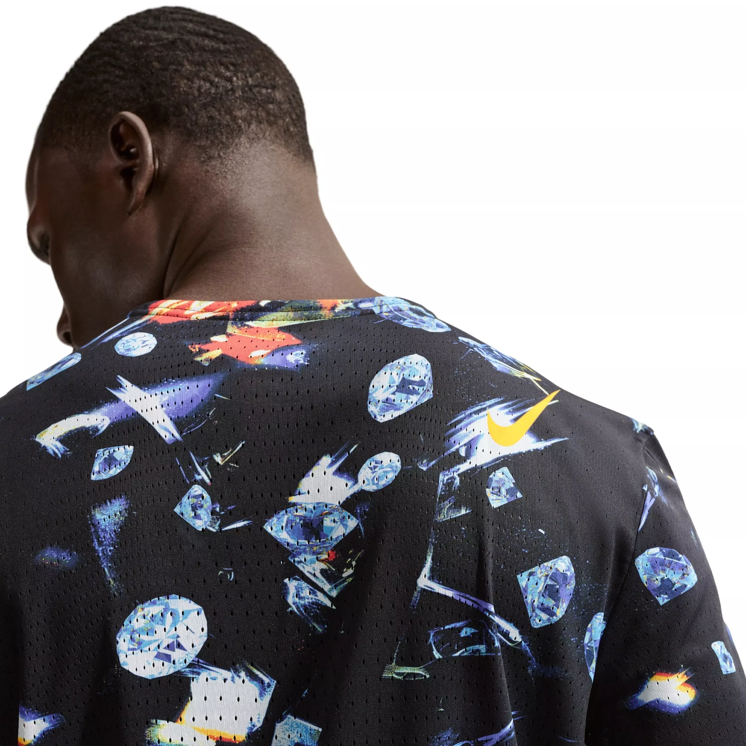 Nike Men's AeroSwift Dri-FIT AOP Short-Sleeve Top -Black - BLACK