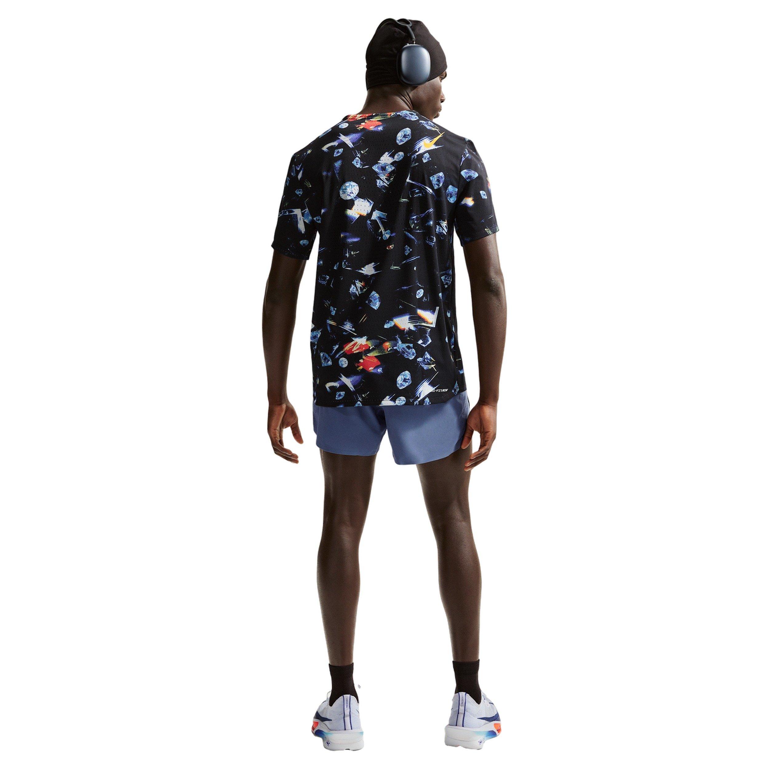 Nike Men's AeroSwift Dri-FIT AOP Short-Sleeve Top -Black - BLACK Thumbnail View 5