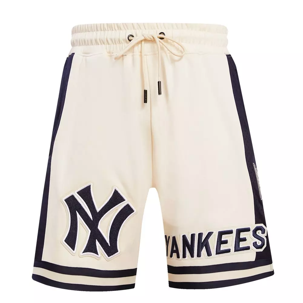 Pro Standard Men's MLB New York Yankees Retro Classic Double-Knit 2.0 Shorts -Eggshell/Navy - EGGSHELL/NAVY