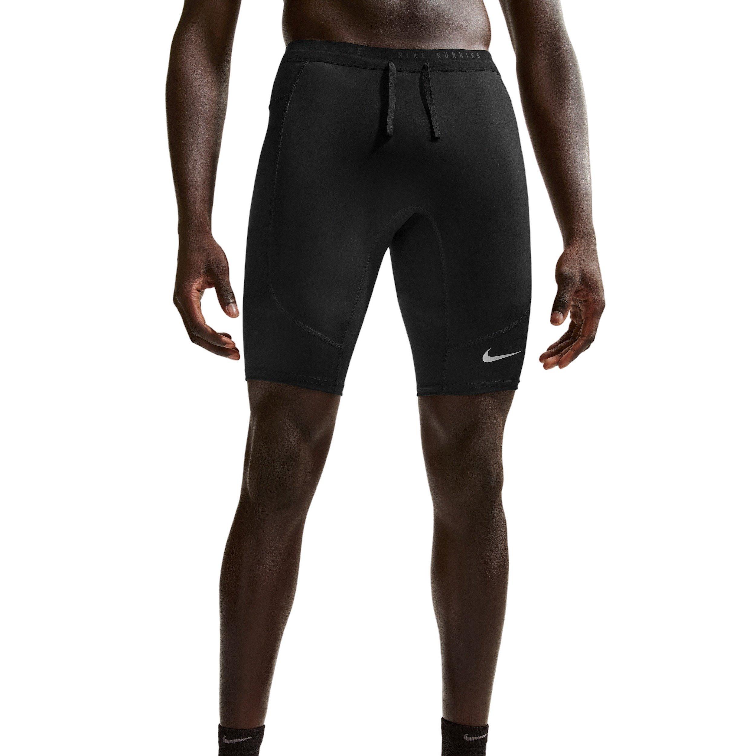 Nike Men's Stride Dri-FIT 1/2-Length Running Tights Shorts - BLACK Thumbnail View 1