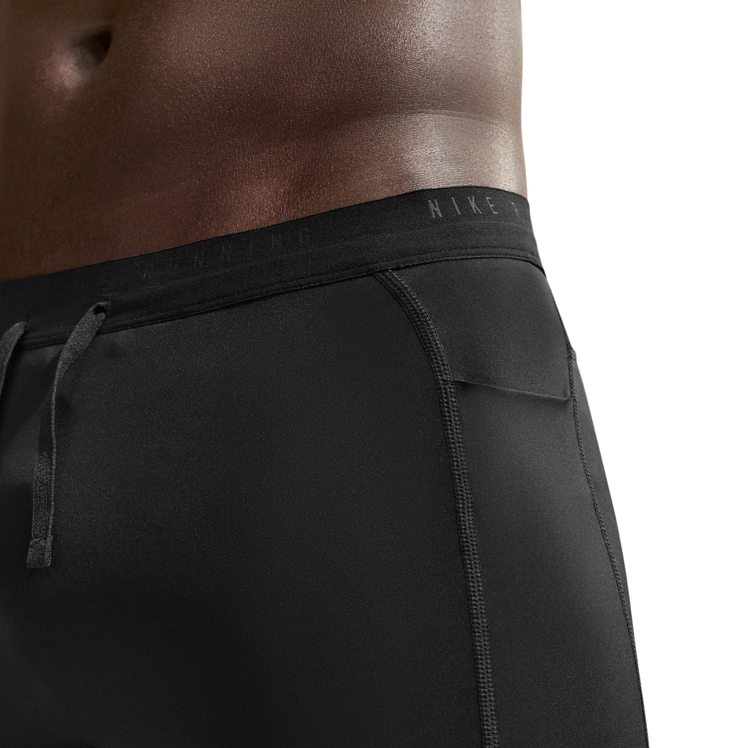 Nike Men's Stride Dri-FIT 1/2-Length Running Tights Shorts - BLACK Thumbnail View 4