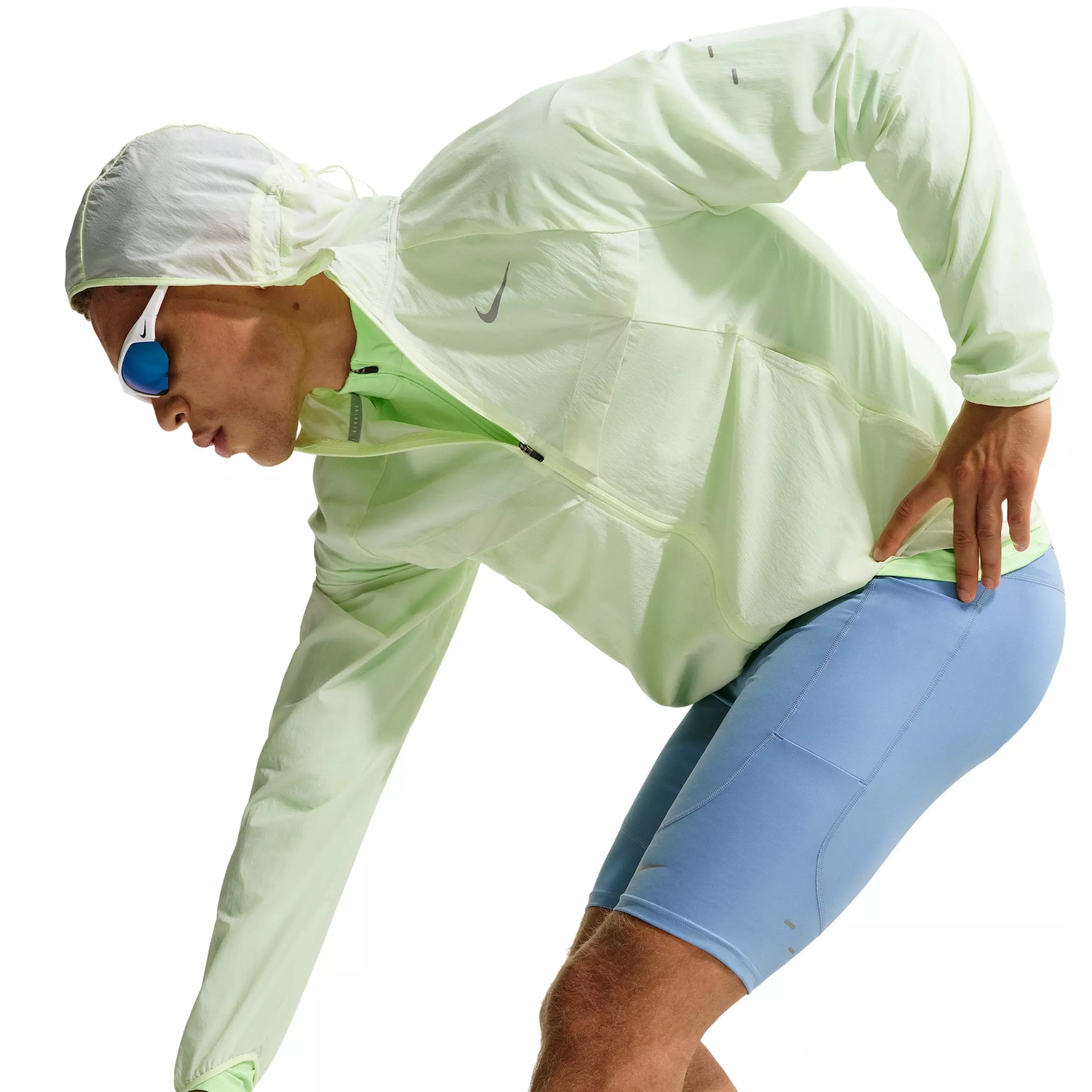 Nike Men's Stride Dri-FIT 1/2-Length Running Tights Shorts - BLUE