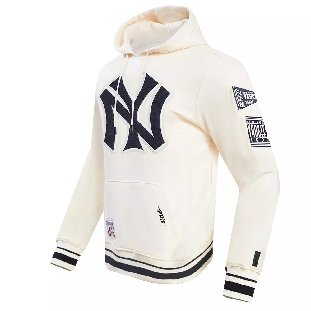 Pro Standard Men's MLB New York Yankees Retro Classic Fleece Pullover Hoodie - Eggshell/Navy - EGGSHELL/NAVY