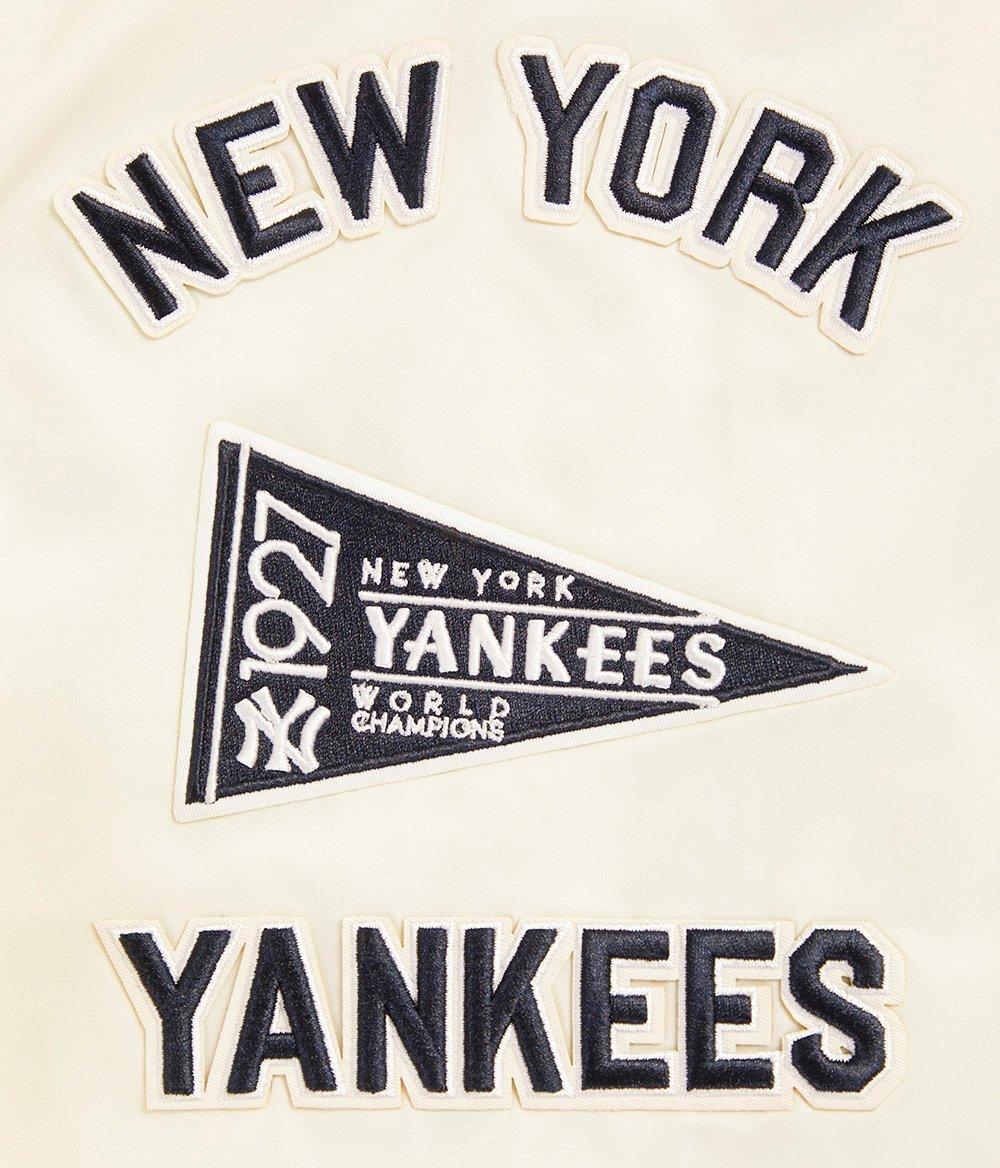 Pro Standard Men's MLB New York Yankees Retro Classic Rib Satin Jacket -Eggshell/Navy - EGGSHELL/NAVY Thumbnail View 5