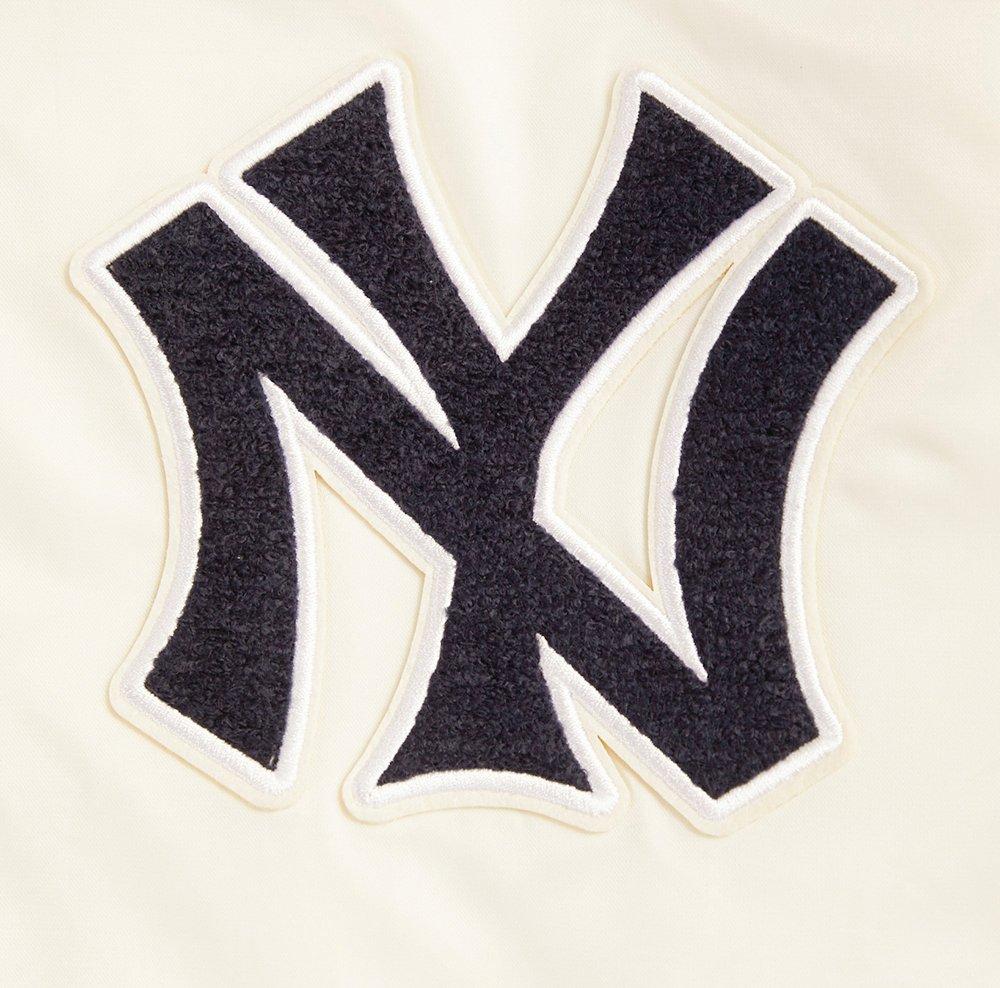 Pro Standard Men's MLB New York Yankees Retro Classic Rib Satin Jacket - Eggshell/Navy - EGGSHELL/NAVY Thumbnail View 6