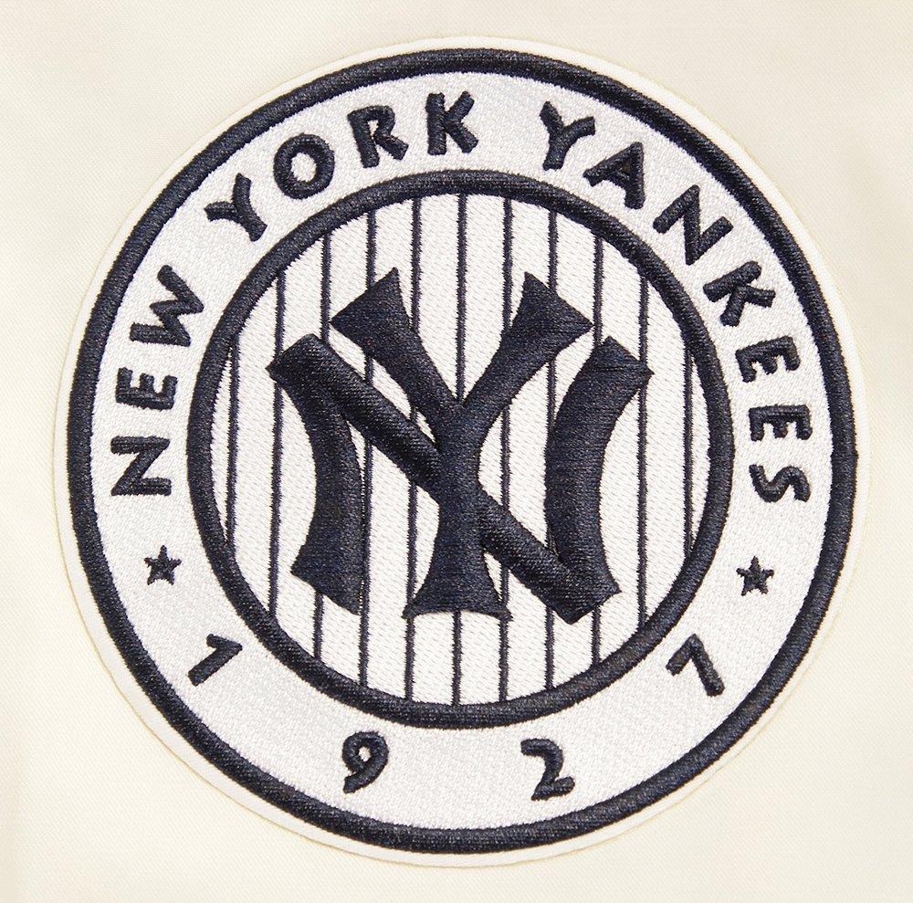 Pro Standard Men's MLB New York Yankees Retro Classic Rib Satin Jacket -Eggshell/Navy - EGGSHELL/NAVY Thumbnail View 7