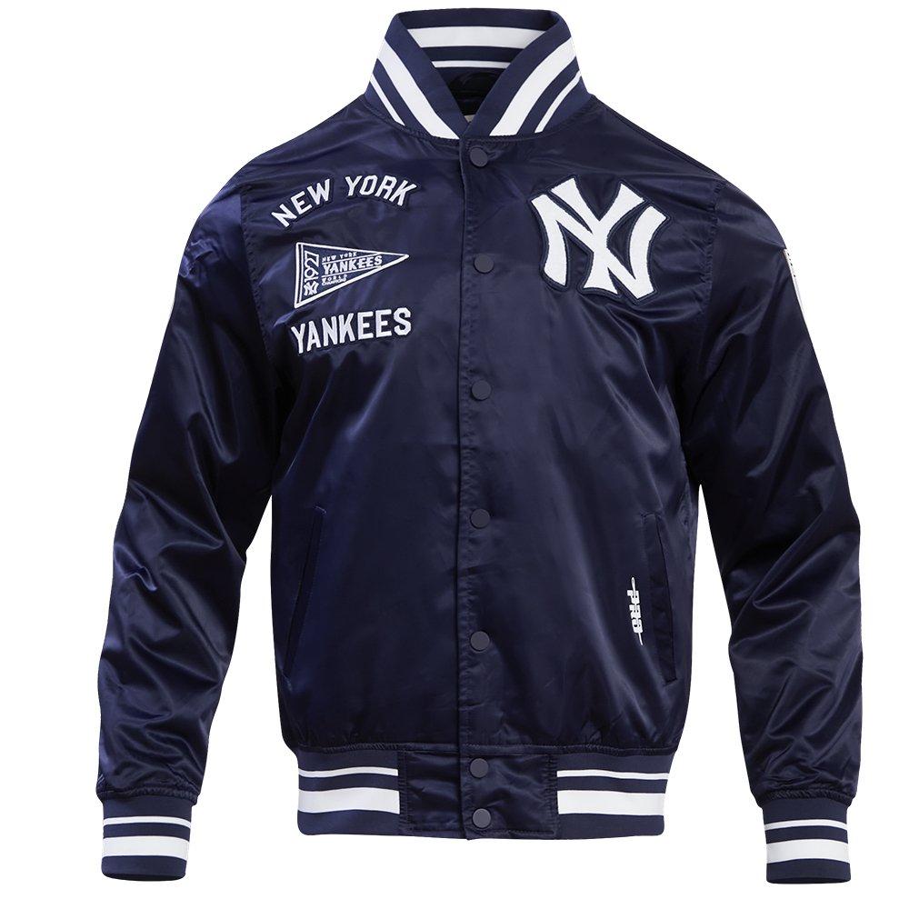 Pro Standard Men's MLB New York Yankees Retro Classic Rib Satin Jacket - Navy - NAVY Thumbnail View 1