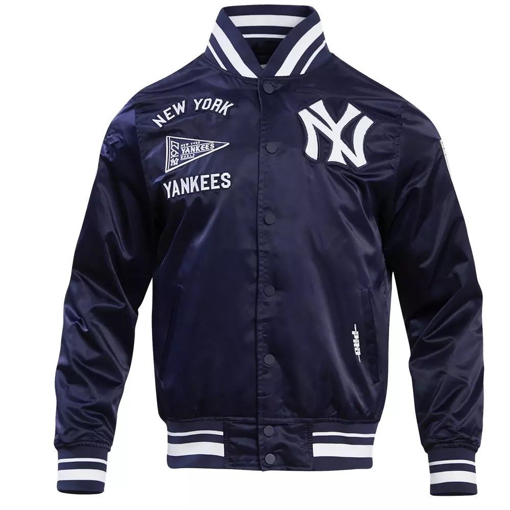 Pro Standard Men's MLB New York Yankees Retro Classic Rib Satin Jacket - Navy - NAVY