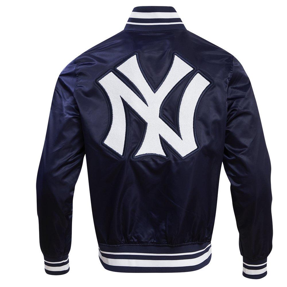 Pro Standard Men's MLB New York Yankees Retro Classic Rib Satin Jacket - Navy - NAVY Thumbnail View 2