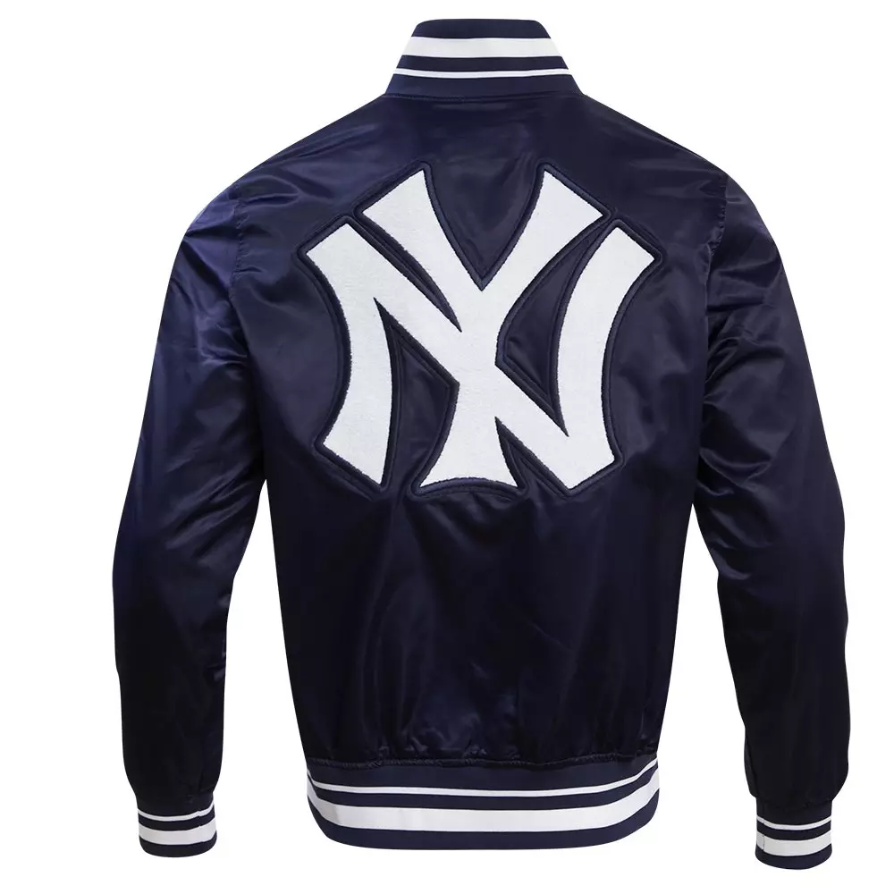 Pro Standard Men's MLB New York Yankees Retro Classic Rib Satin Jacket -Navy - NAVY