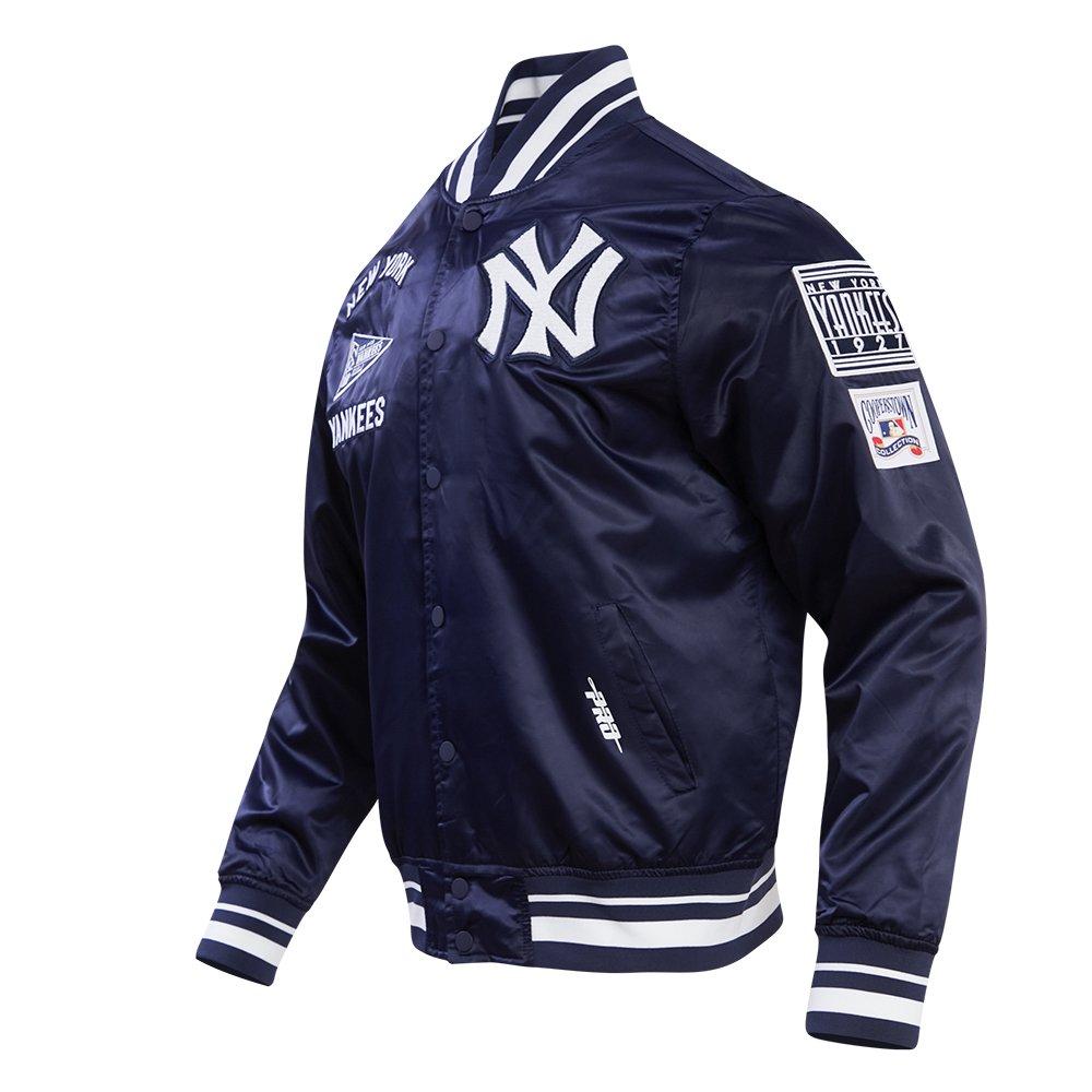 Pro Standard Men's MLB New York Yankees Retro Classic Rib Satin Jacket -Navy - NAVY Thumbnail View 3