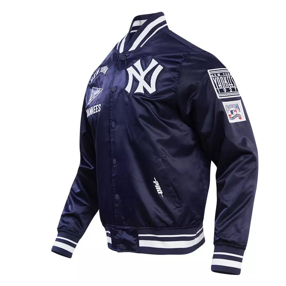 Pro Standard Men's MLB New York Yankees Retro Classic Rib Satin Jacket -Navy - NAVY