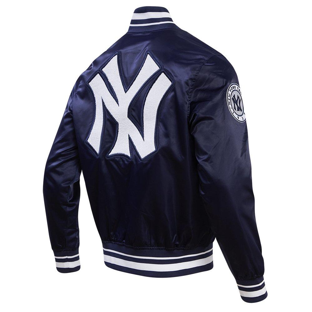 Pro Standard Men's MLB New York Yankees Retro Classic Rib Satin Jacket - Navy - NAVY Thumbnail View 4