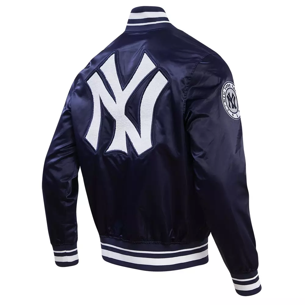 Pro Standard Men's MLB New York Yankees Retro Classic Rib Satin Jacket -Navy - NAVY