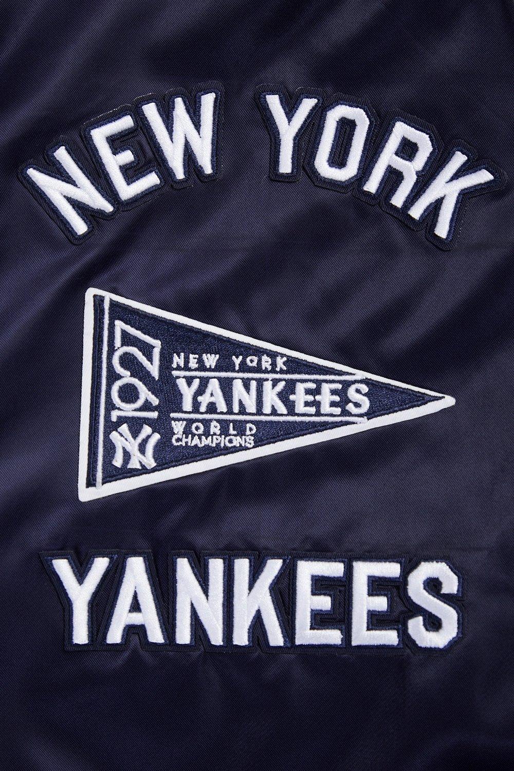 Pro Standard Men's MLB New York Yankees Retro Classic Rib Satin Jacket - Navy - NAVY Thumbnail View 5