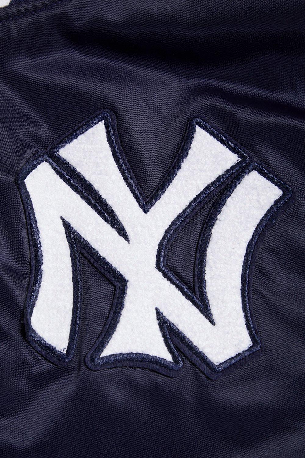 Pro Standard Men's MLB New York Yankees Retro Classic Rib Satin Jacket - Navy - NAVY Thumbnail View 6