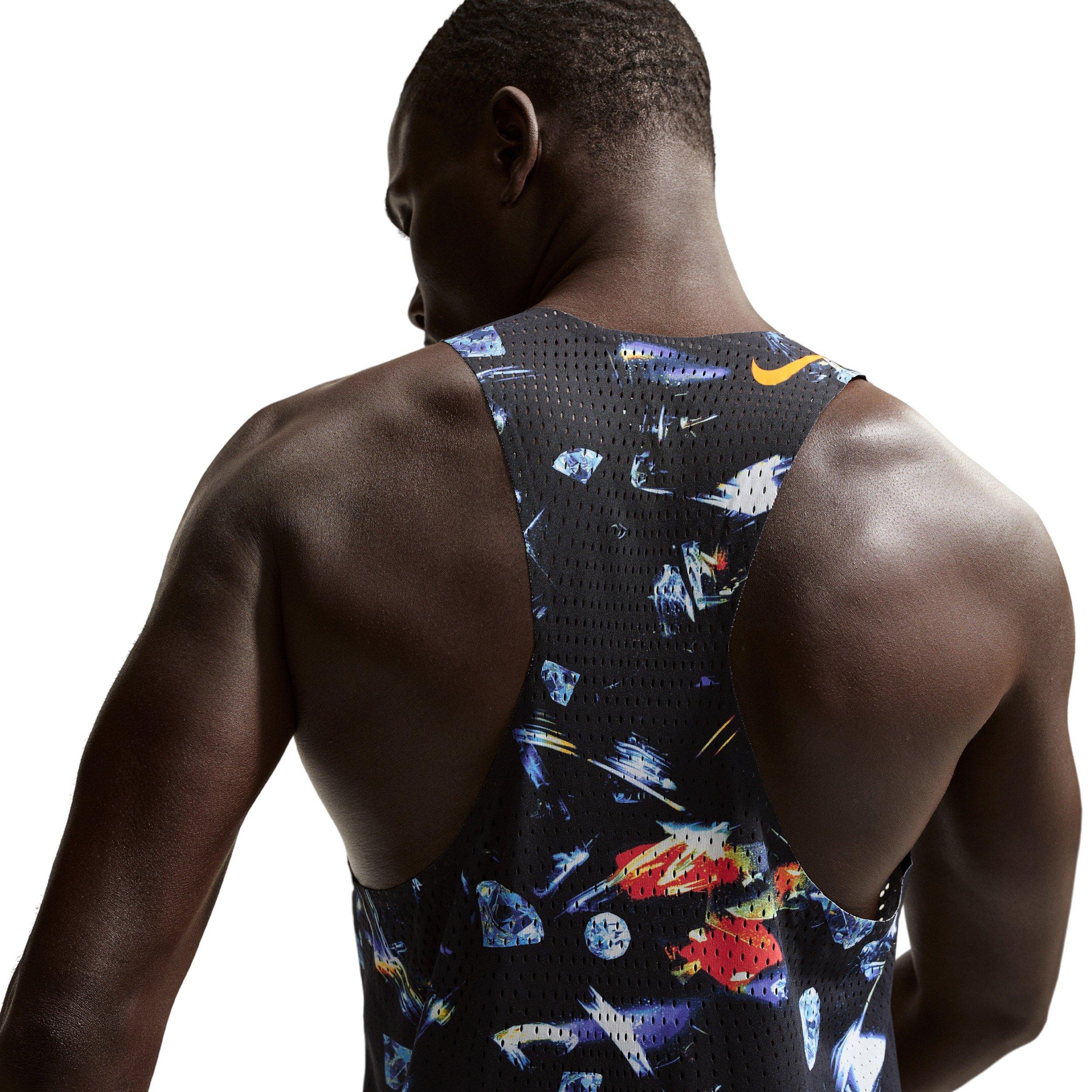 Nike Men's AeroSwift Dri-FIT ADV AOP Running Singlet - Black - BLACK Thumbnail View 2