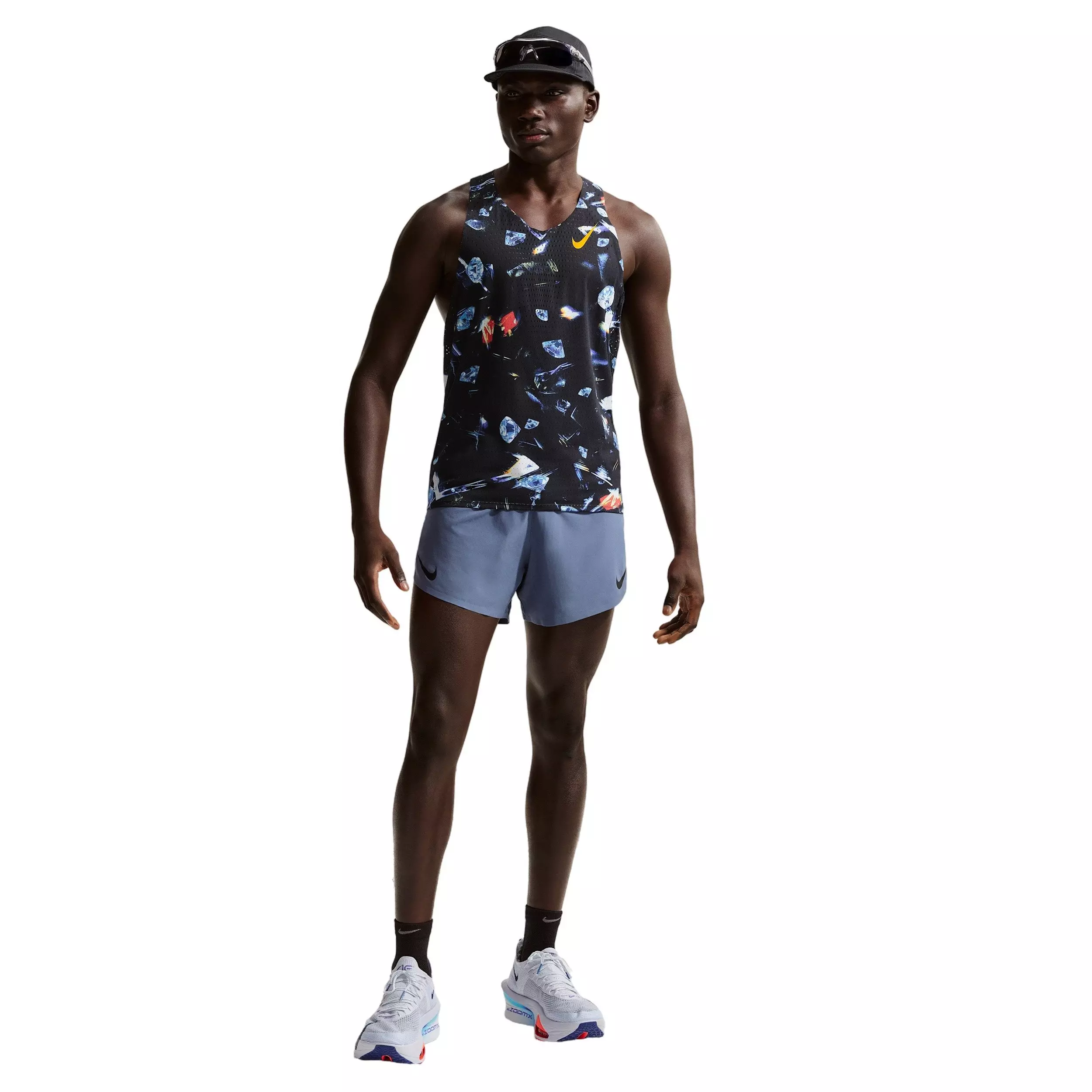 Nike Men's AeroSwift Dri-FIT ADV AOP Running Singlet - Black - BLACK