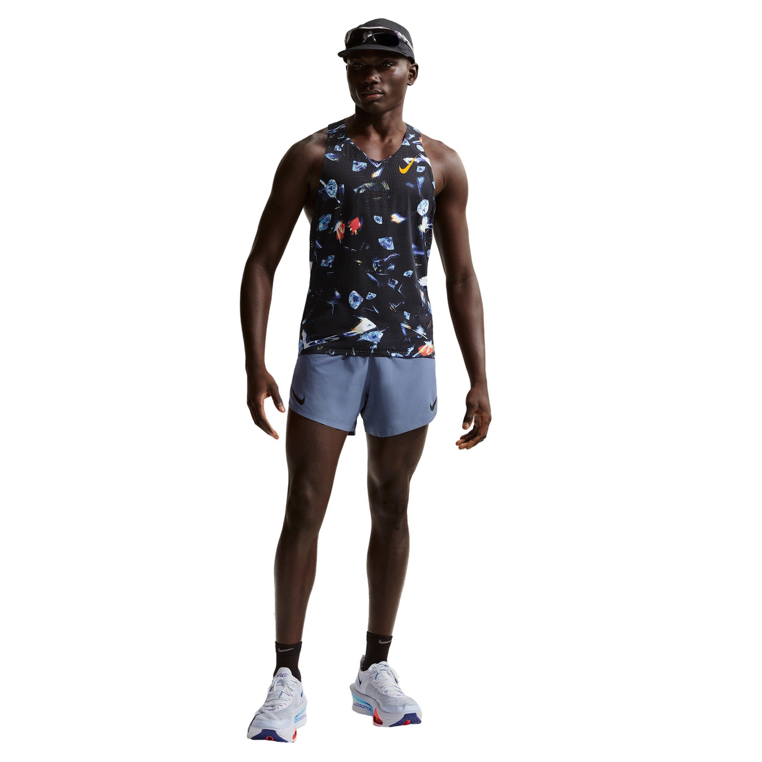 Nike Men's AeroSwift Dri-FIT ADV AOP Running Singlet -Black - BLACK Thumbnail View 4