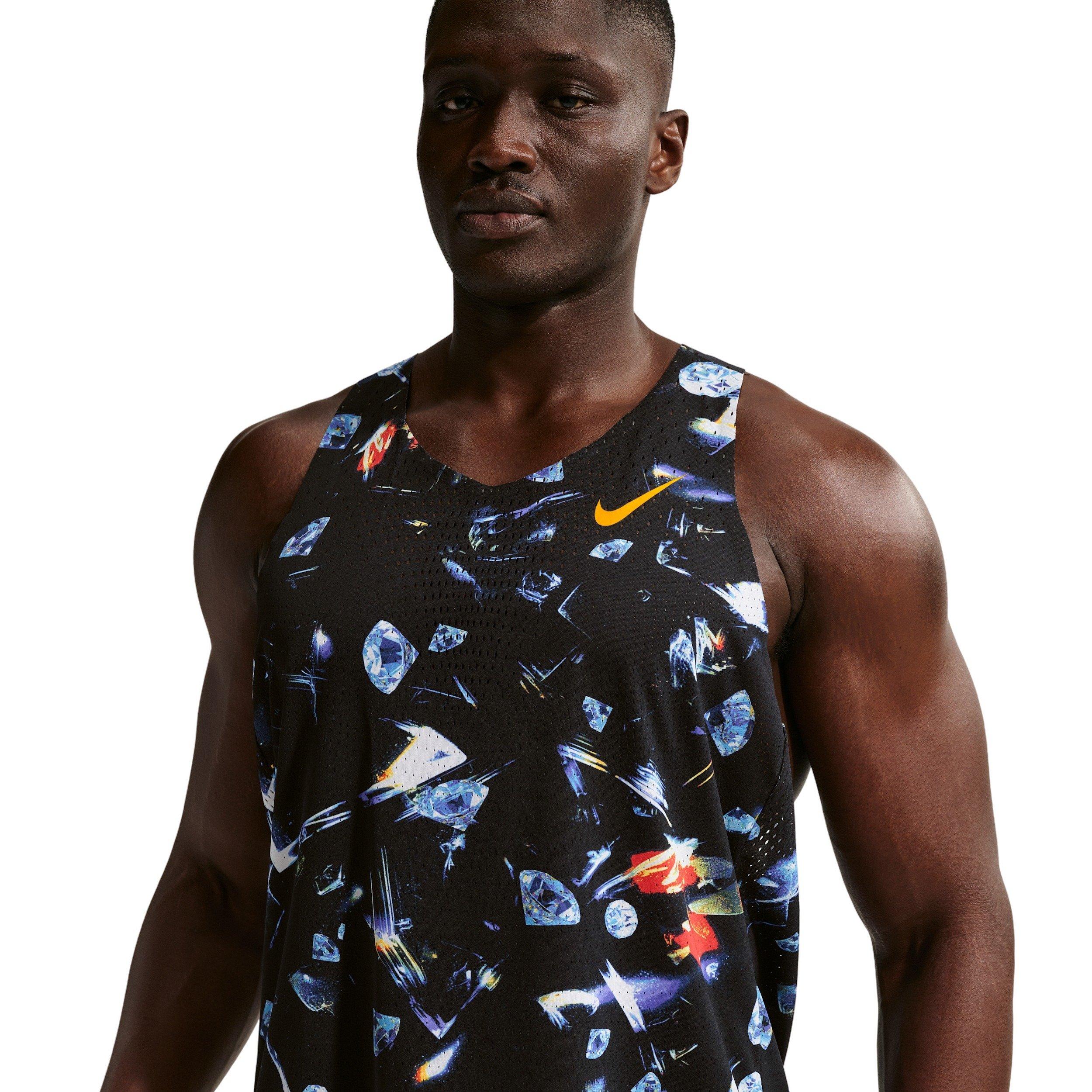 Nike Men's AeroSwift Dri-FIT ADV AOP Running Singlet - Black - BLACK Thumbnail View 7
