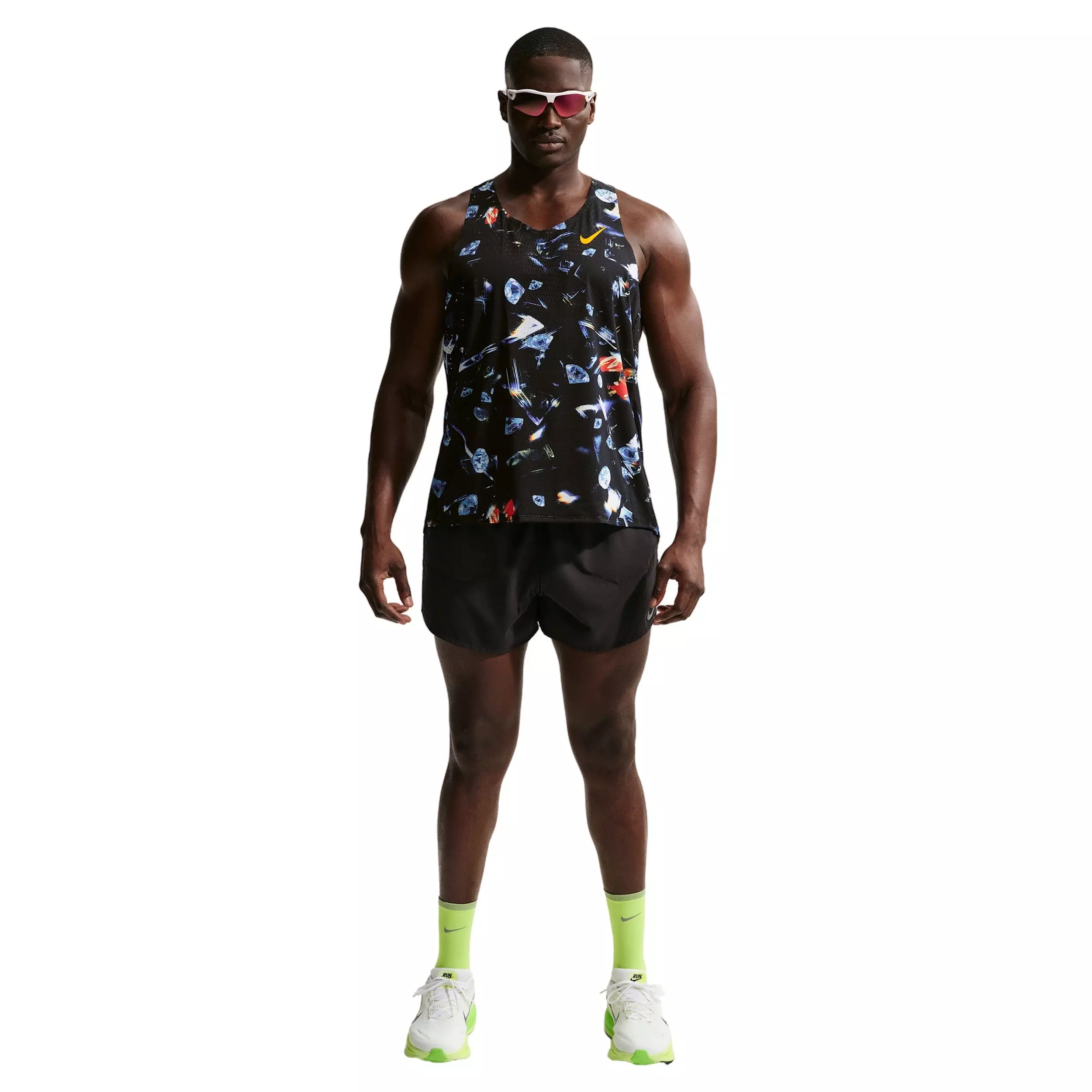 Nike Men's AeroSwift Dri-FIT ADV AOP Running Singlet - Black - BLACK