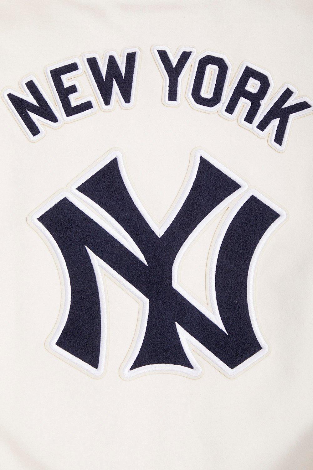 Pro Standard Men's MLB New York Yankees Retro Classic Rib Wool Varsity Jacket -Eggshell/Navy - EGGSHELL/NAVY Thumbnail View 5