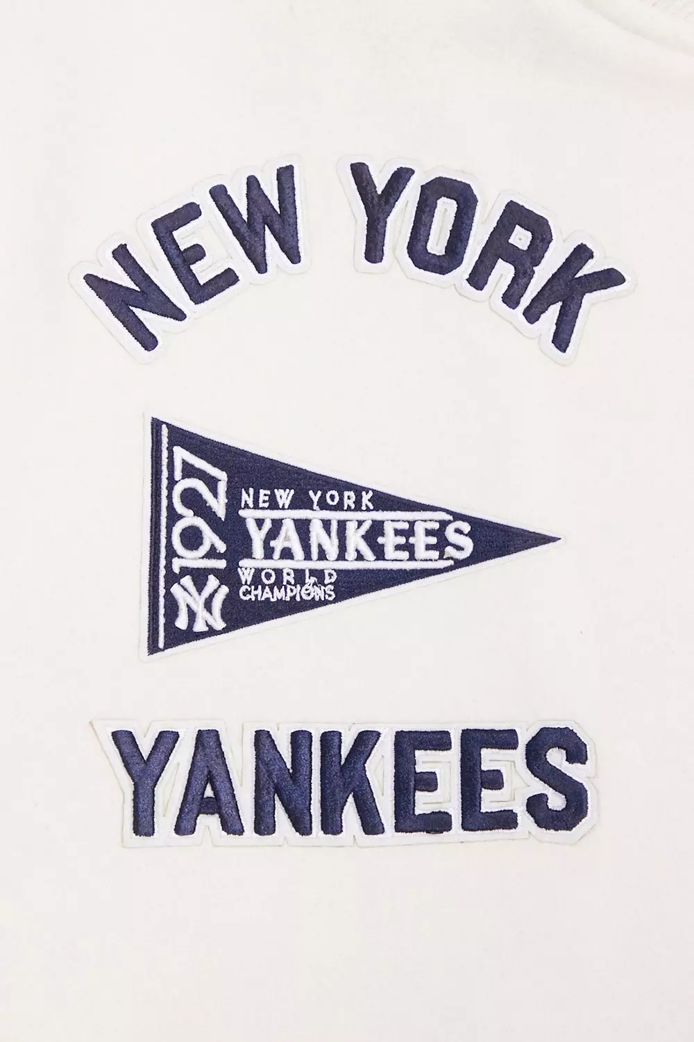 Pro Standard Men's MLB New York Yankees Retro Classic Rib Wool Varsity Jacket - Eggshell/Navy - EGGSHELL/NAVY