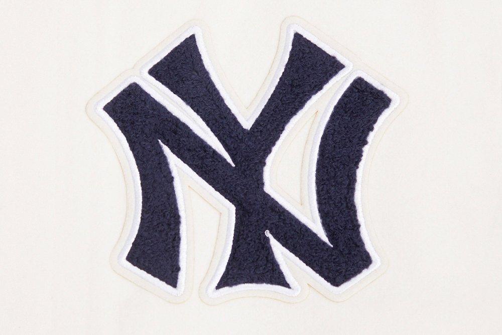 Pro Standard Men's MLB New York Yankees Retro Classic Rib Wool Varsity Jacket - Eggshell/Navy - EGGSHELL/NAVY Thumbnail View 7