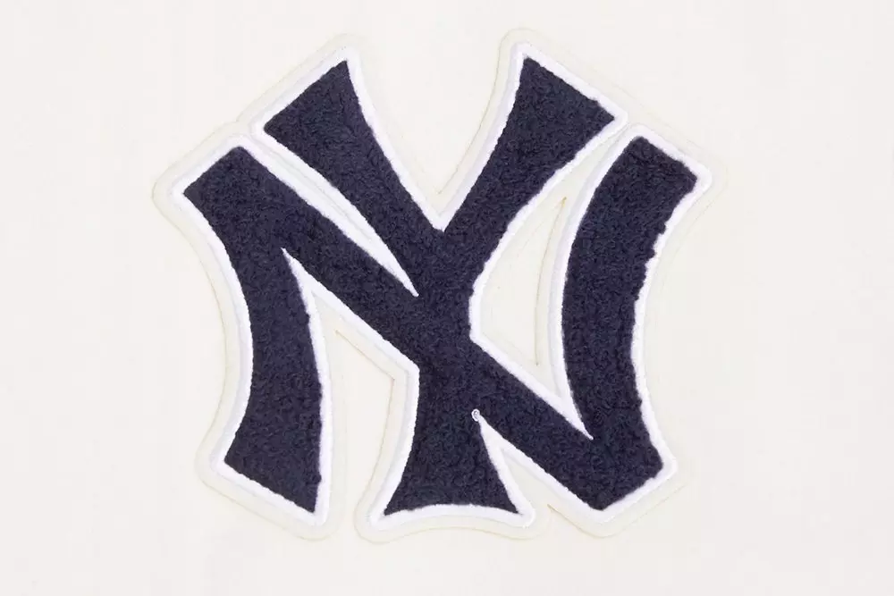 Pro Standard Men's MLB New York Yankees Retro Classic Rib Wool Varsity Jacket -Eggshell/Navy - EGGSHELL/NAVY