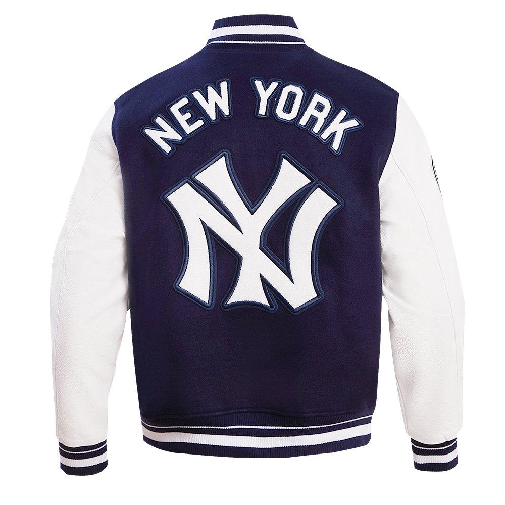 Pro Standard Men's MLB New York Yankees Retro Classic Rib Wool Varsity Jacket - Navy/White - NAVY/WHITE Thumbnail View 2