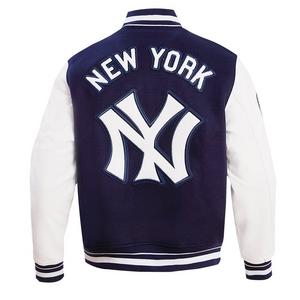 Pro Standard Men's MLB New York Yankees Retro Classic Rib Wool Varsity Jacket -Navy/White
