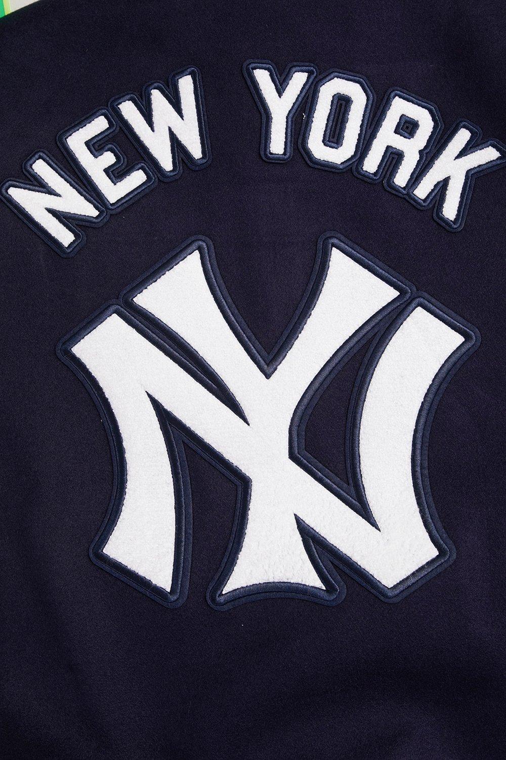 Pro Standard Men's MLB New York Yankees Retro Classic Rib Wool Varsity Jacket - Navy/White - NAVY/WHITE Thumbnail View 5