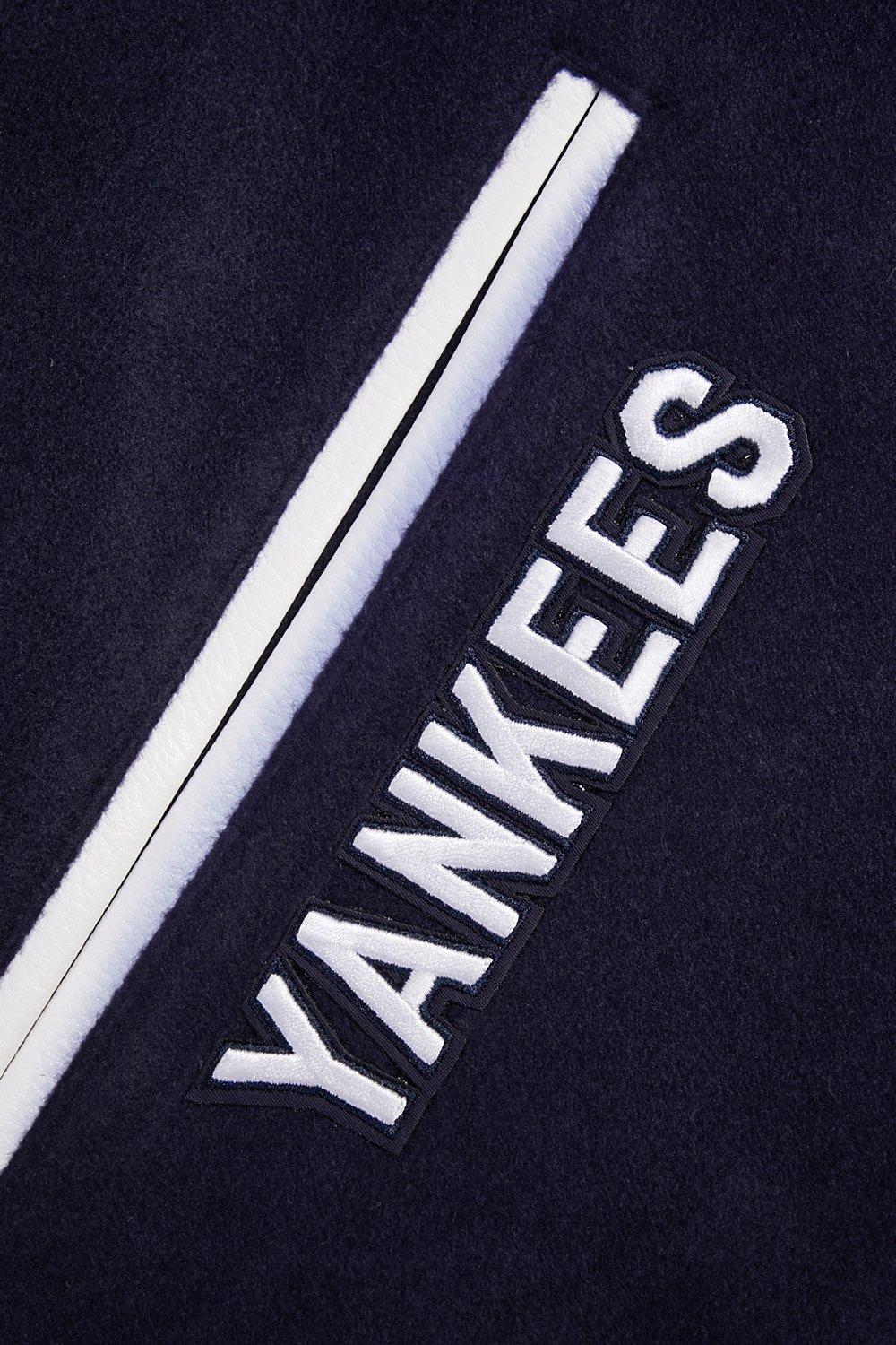 Pro Standard Men's MLB New York Yankees Retro Classic Rib Wool Varsity Jacket - Navy/White - NAVY/WHITE Thumbnail View 6
