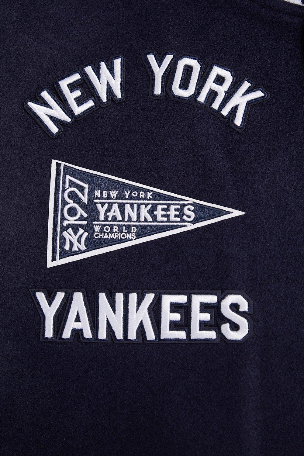 Pro Standard Men's MLB New York Yankees Retro Classic Rib Wool Varsity Jacket -Navy/White - NAVY/WHITE Thumbnail View 7